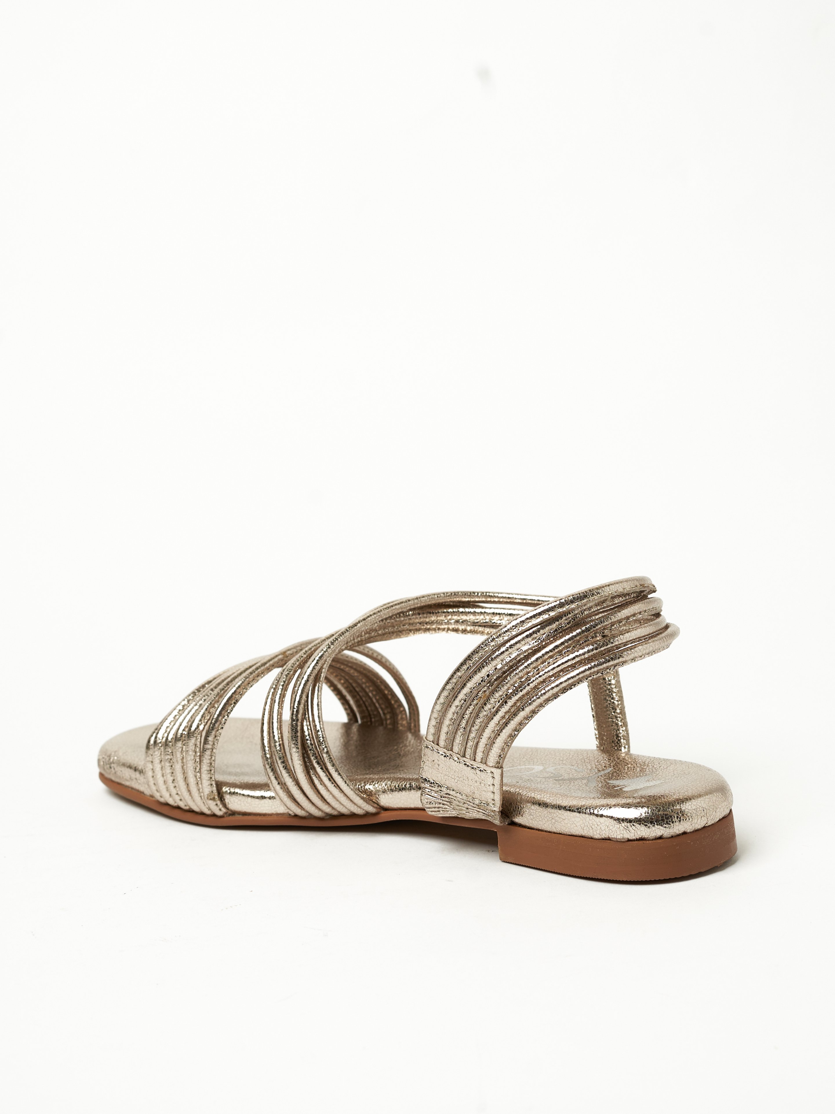 Metallic Pink Strappy Flat Sandals