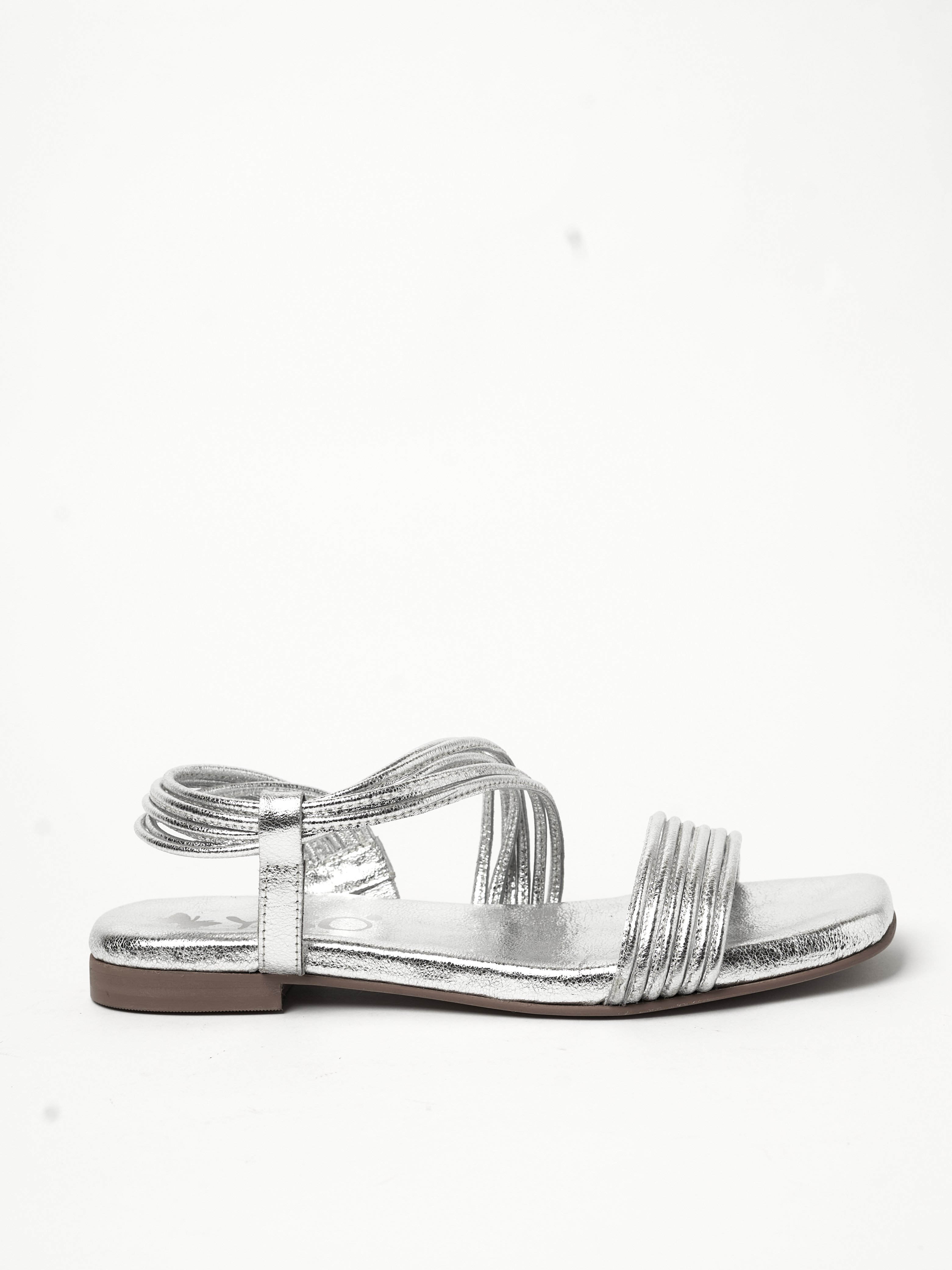 Silver Flat Slip-On Sandals