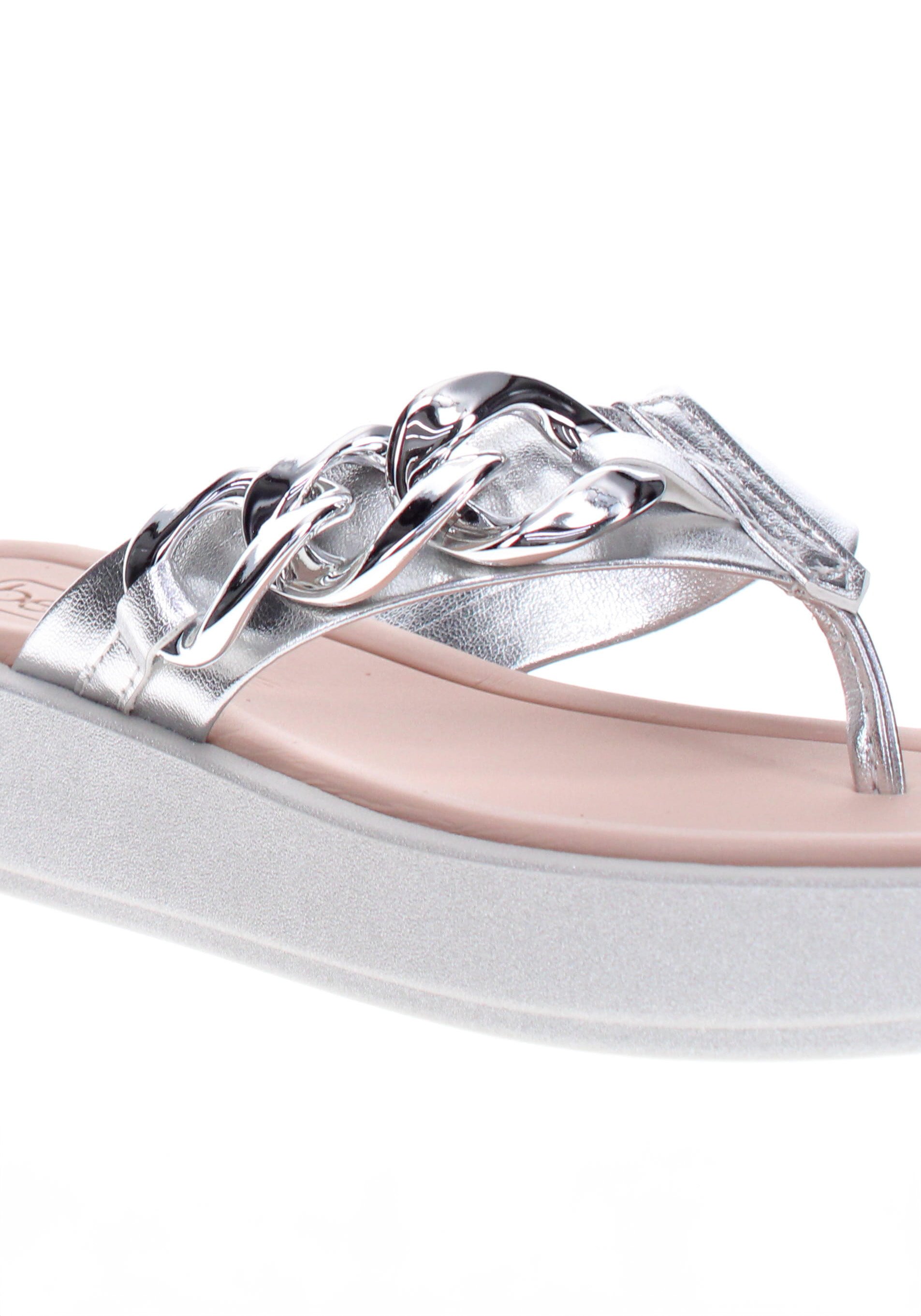 Silver Chain Detail Flat Sandals
