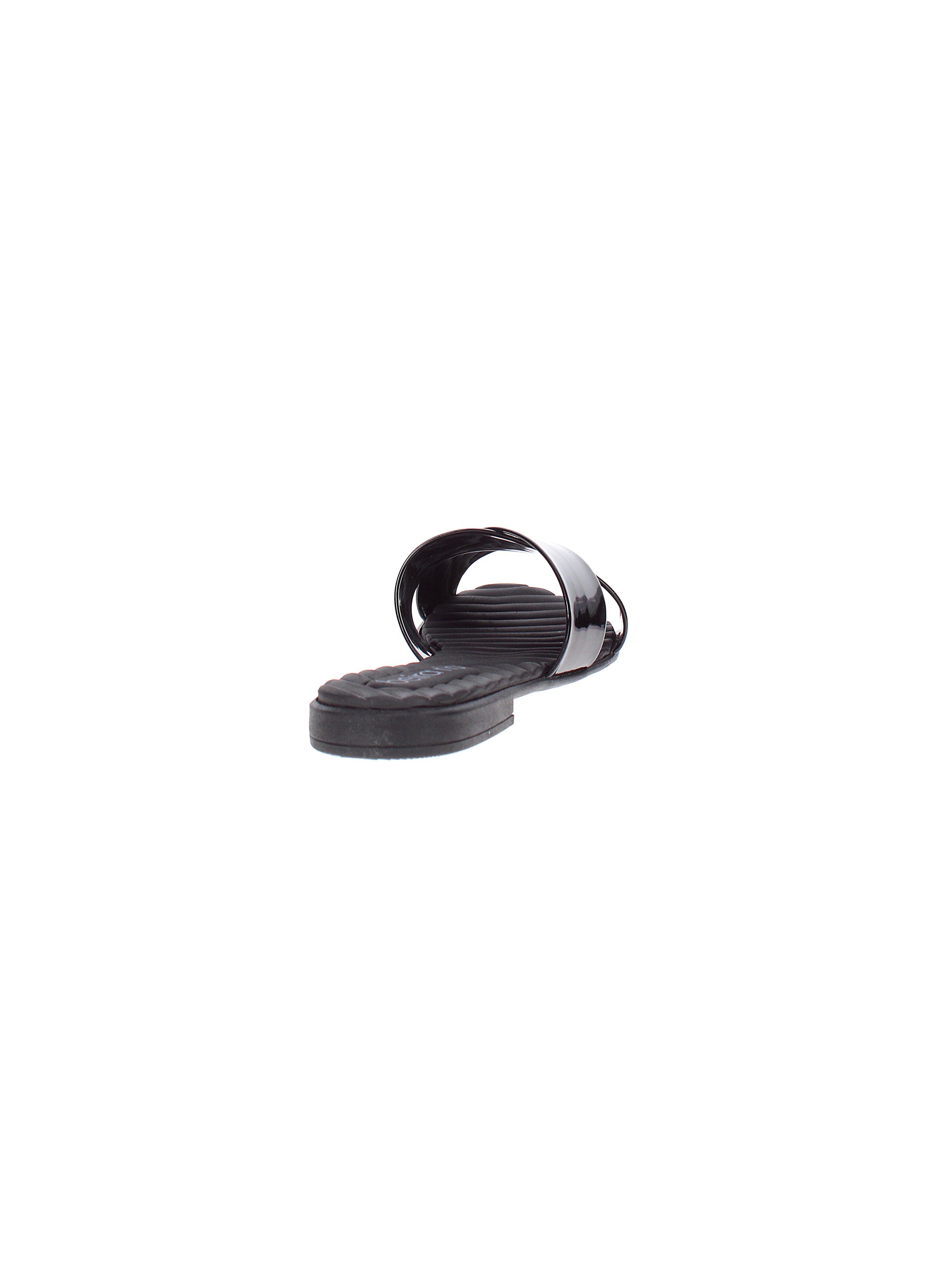 Black Patent Cross-Strap Flat Sandals