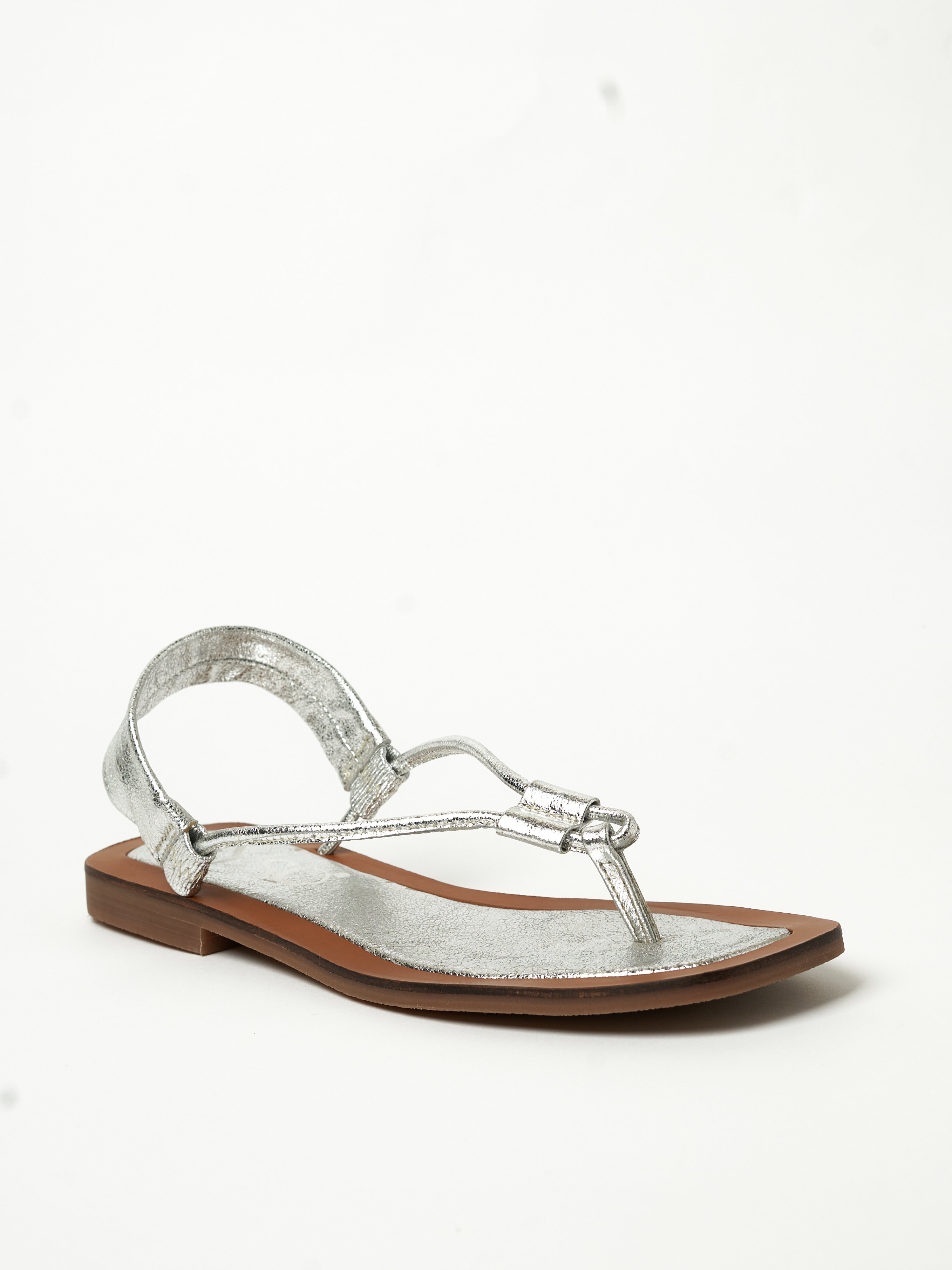 Silver Metallic Slip-On Flat Sandals