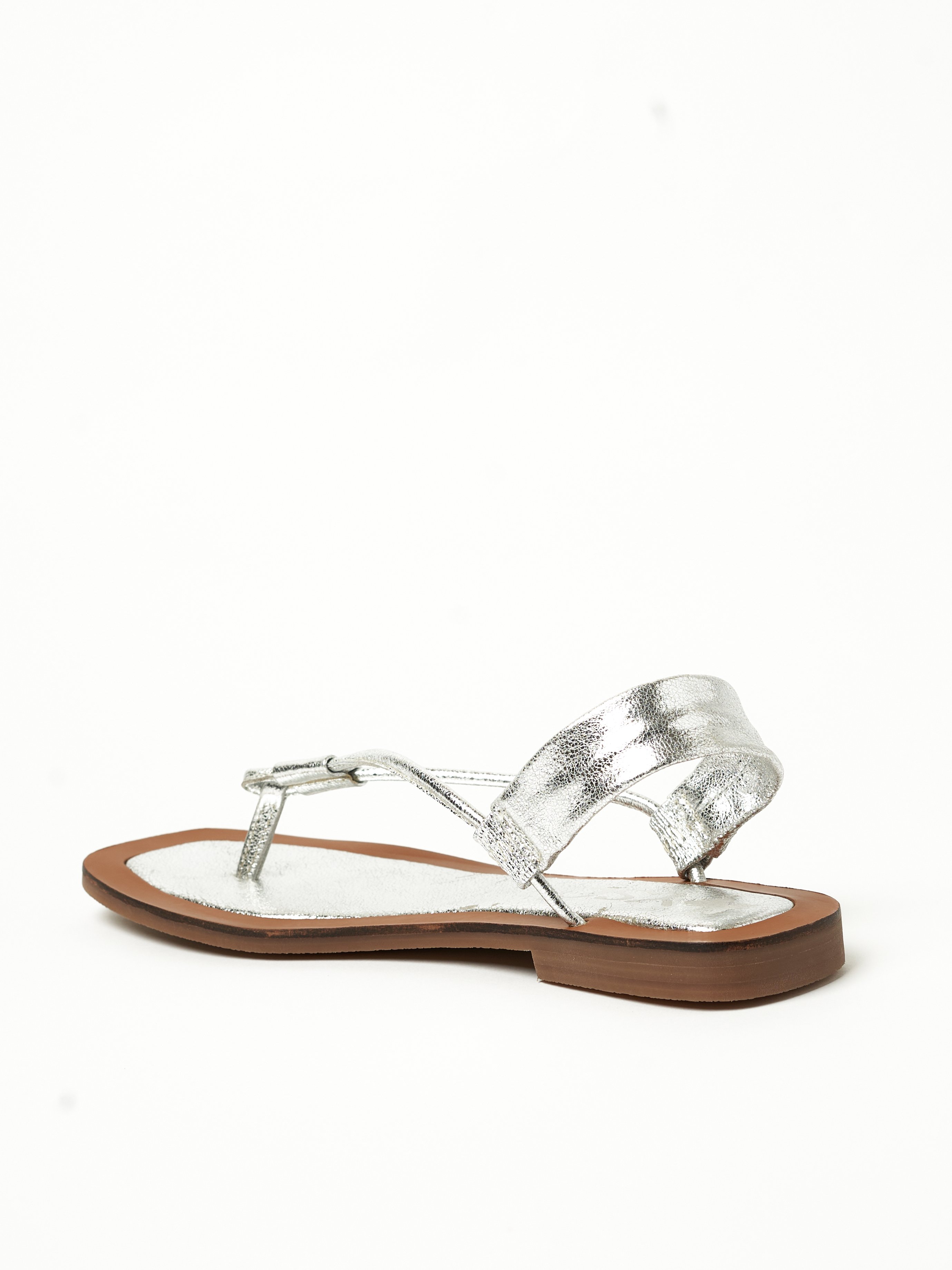 Silver Metallic Slip-On Flat Sandals
