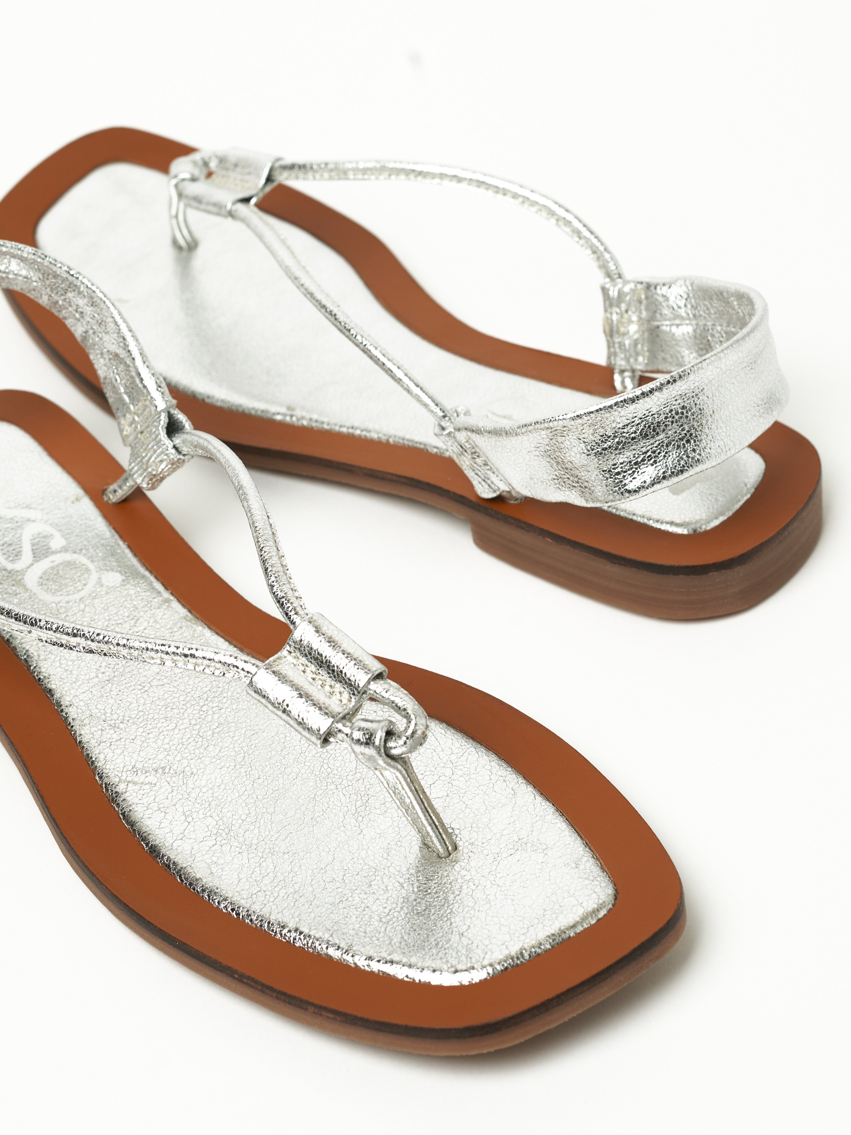 Silver Metallic Slip-On Flat Sandals