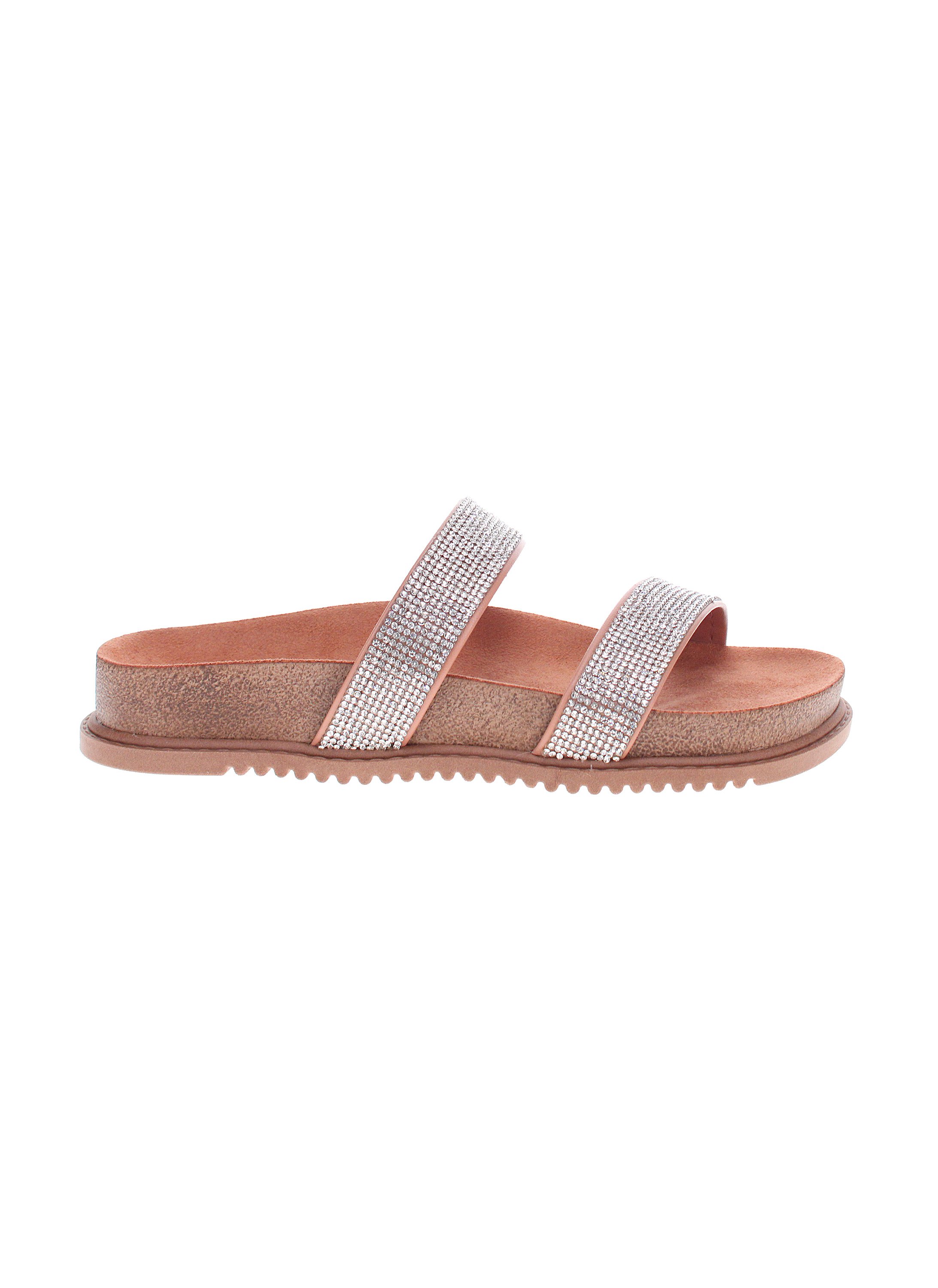 Nude Rhinestone Slip-On Flat Sandals