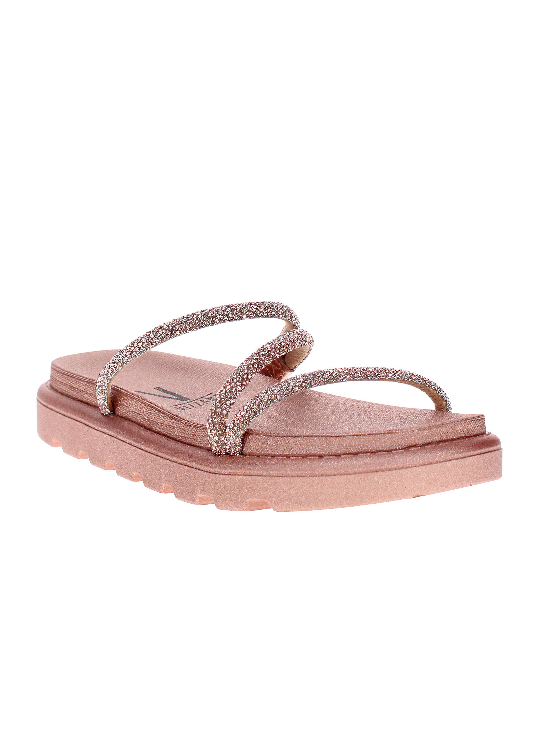 Sparkling Pink Flat Slip-On Sandals