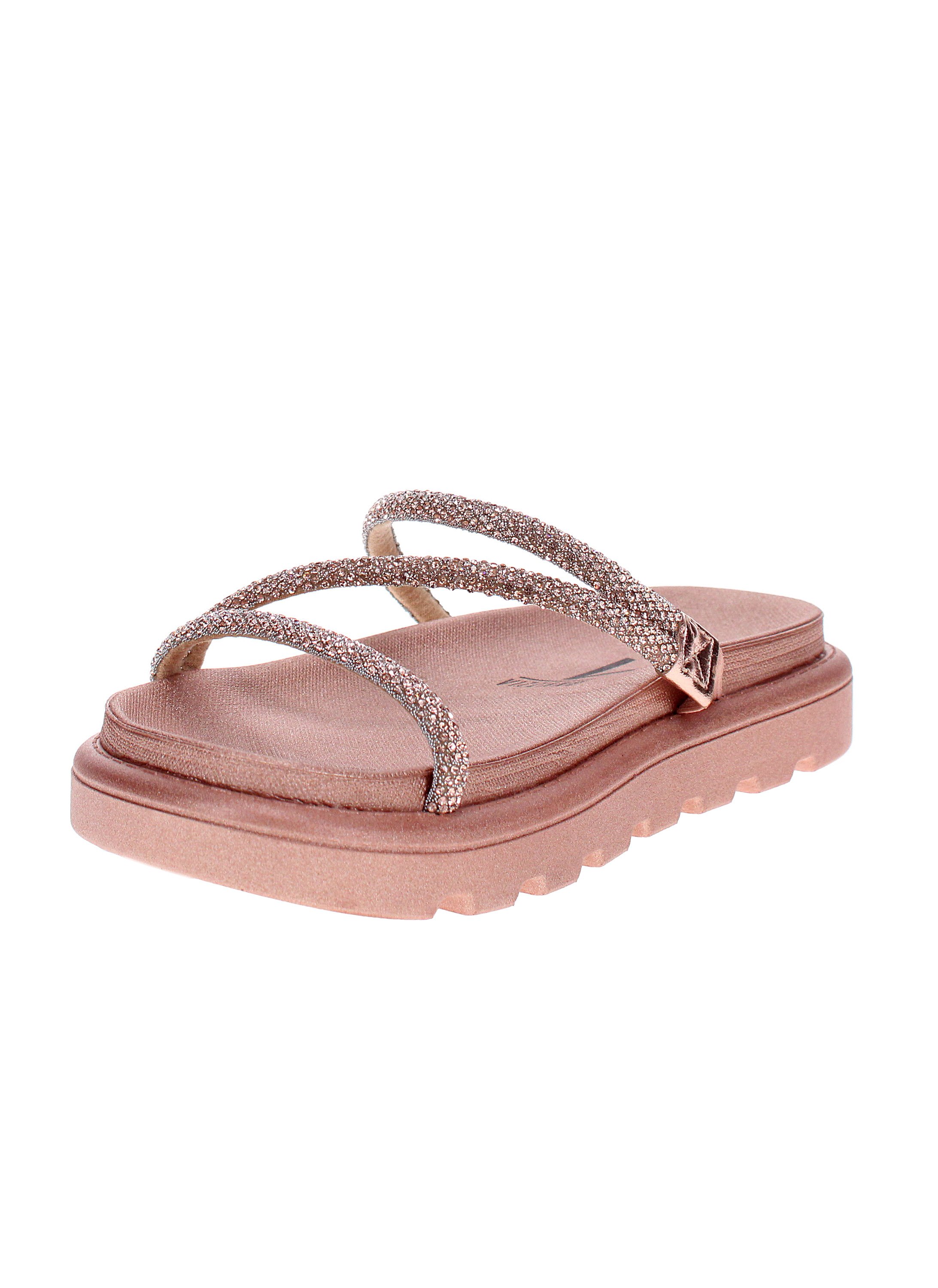 Sparkling Pink Flat Slip-On Sandals