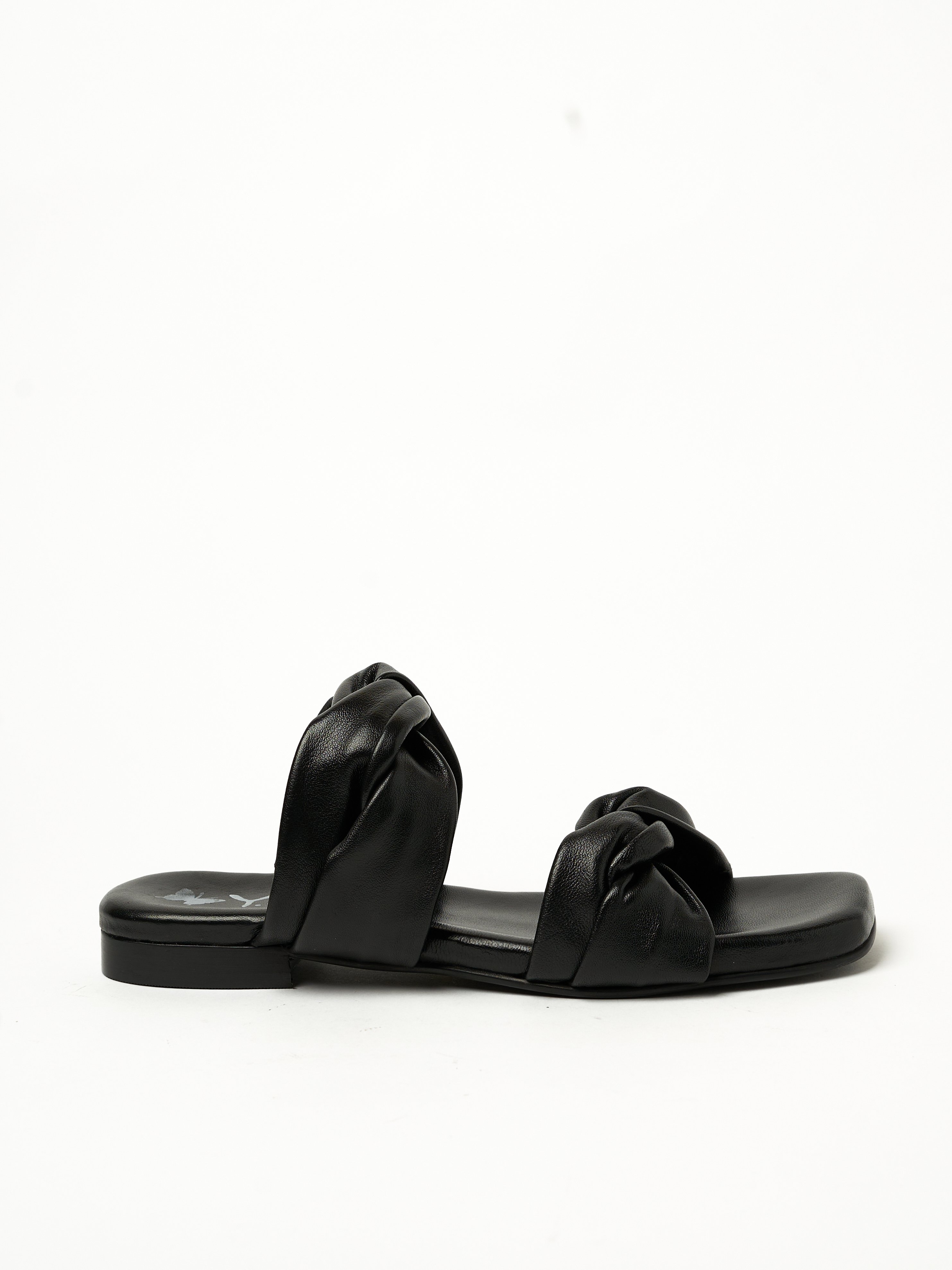 Black Flat Slip-On Sandals