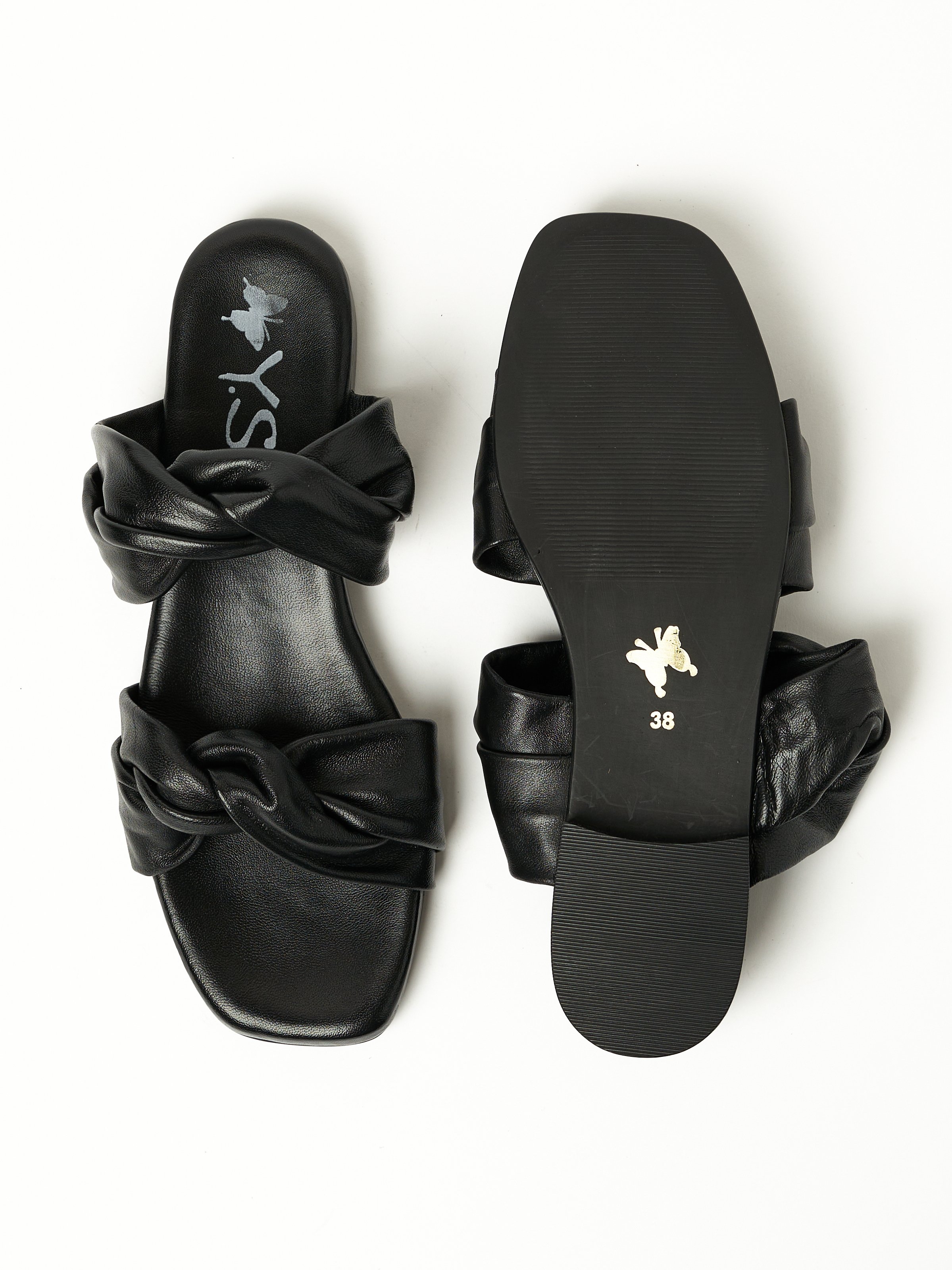 Black Flat Slip-On Sandals