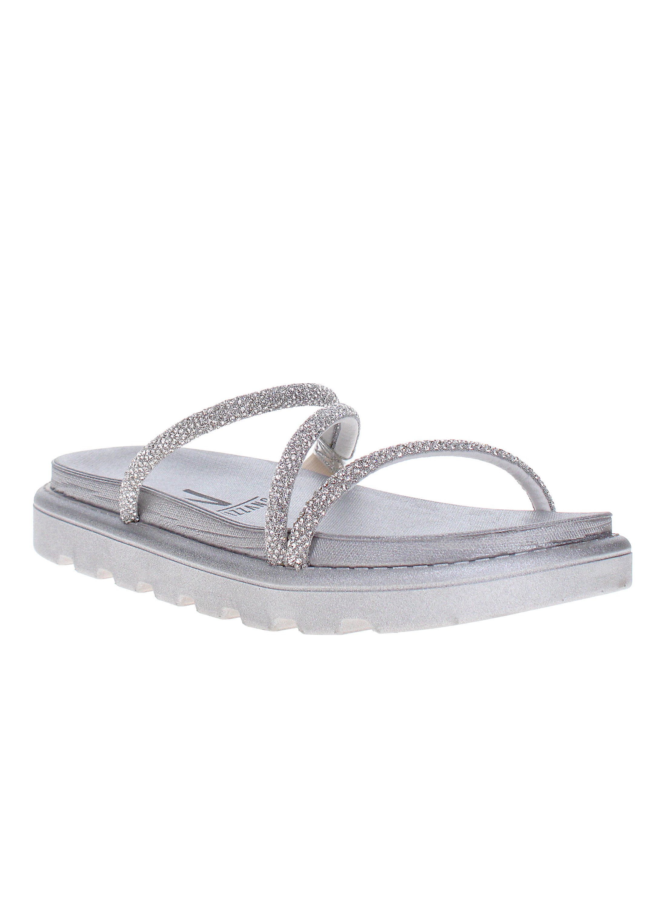 Silver Sparkle Slip-On Flat Sandals