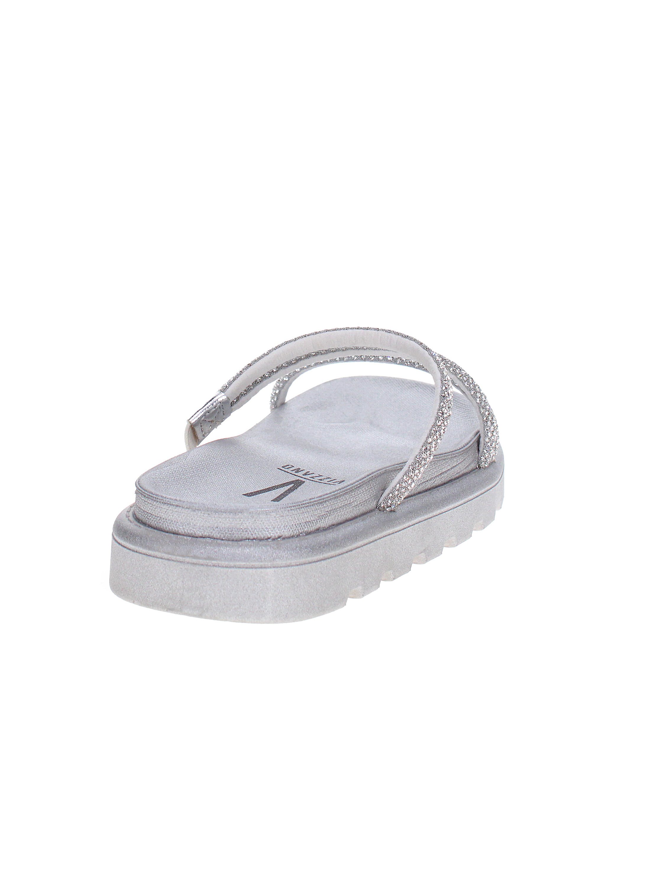 Silver Sparkle Slip-On Flat Sandals