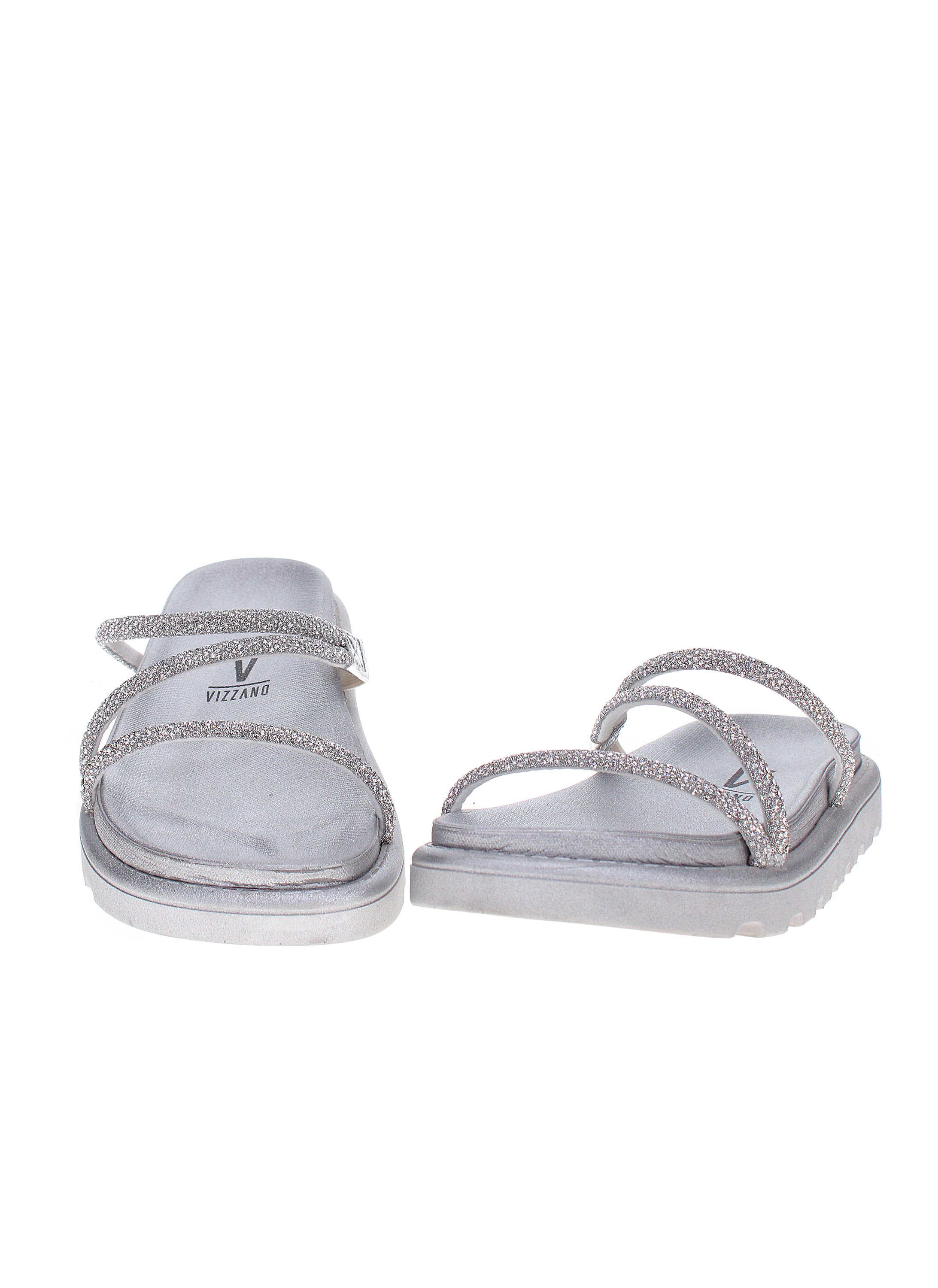 Silver Sparkle Slip-On Flat Sandals