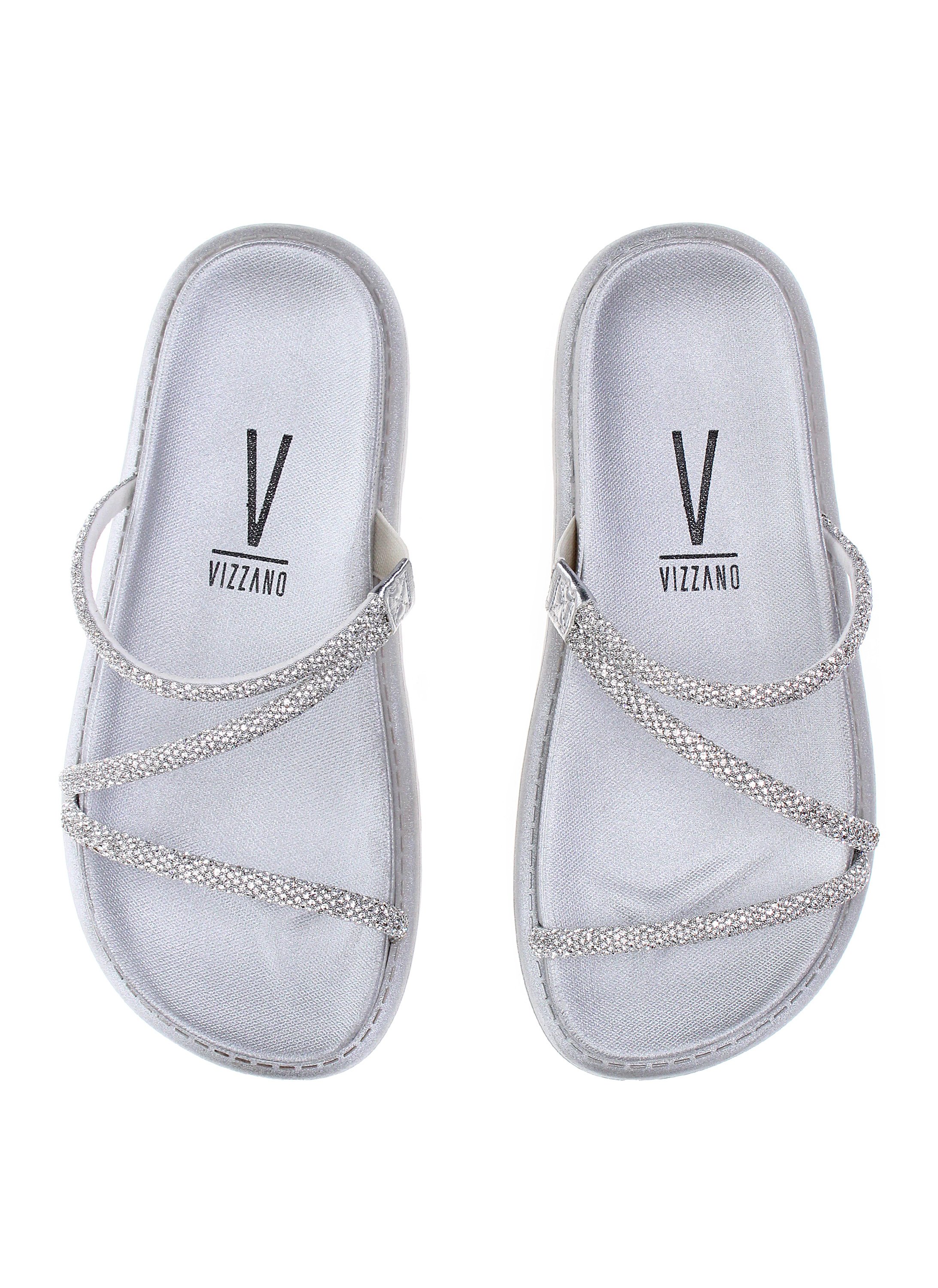 Silver Sparkle Slip-On Flat Sandals