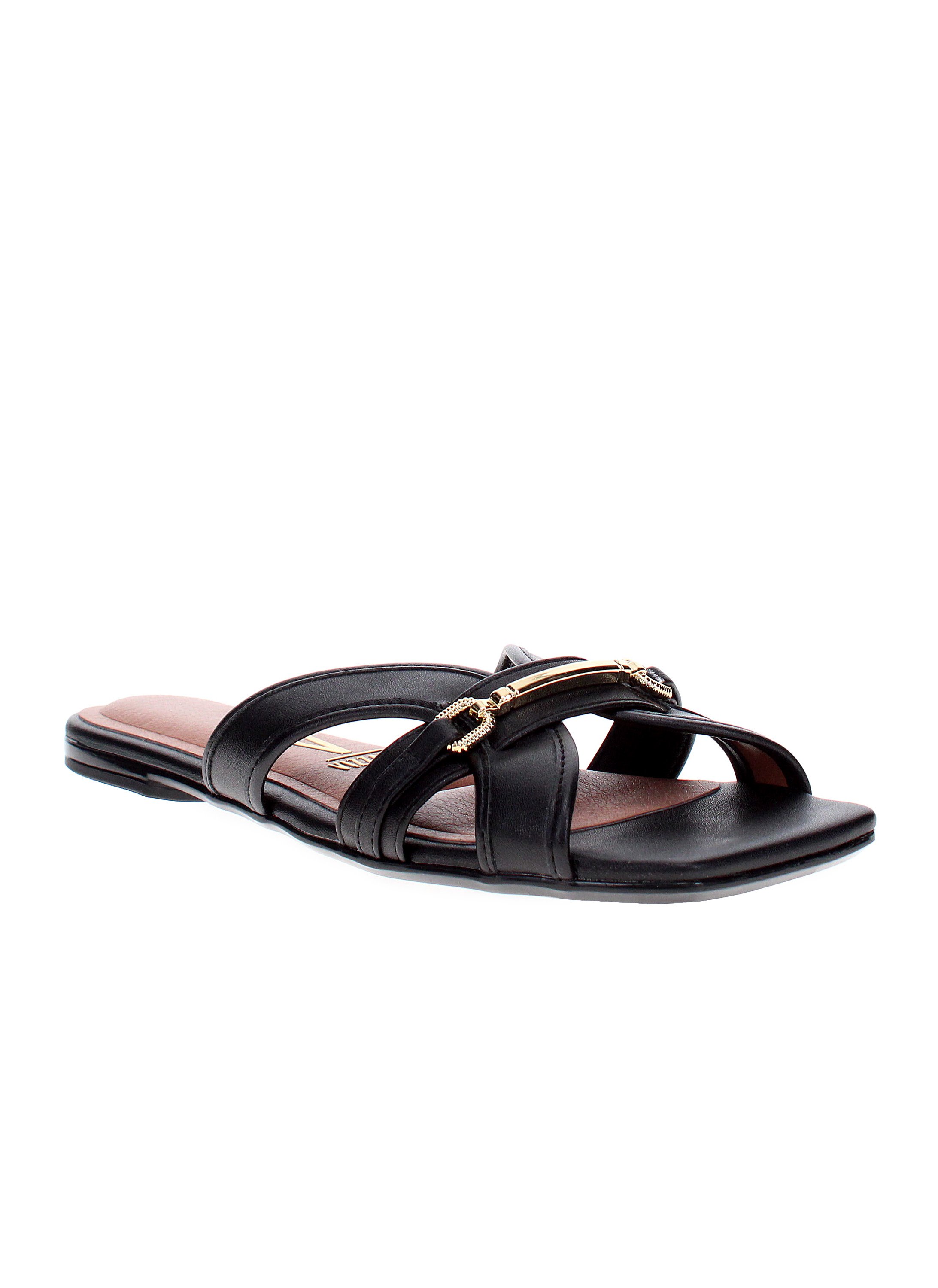 Black Flat Slip-On Sandals