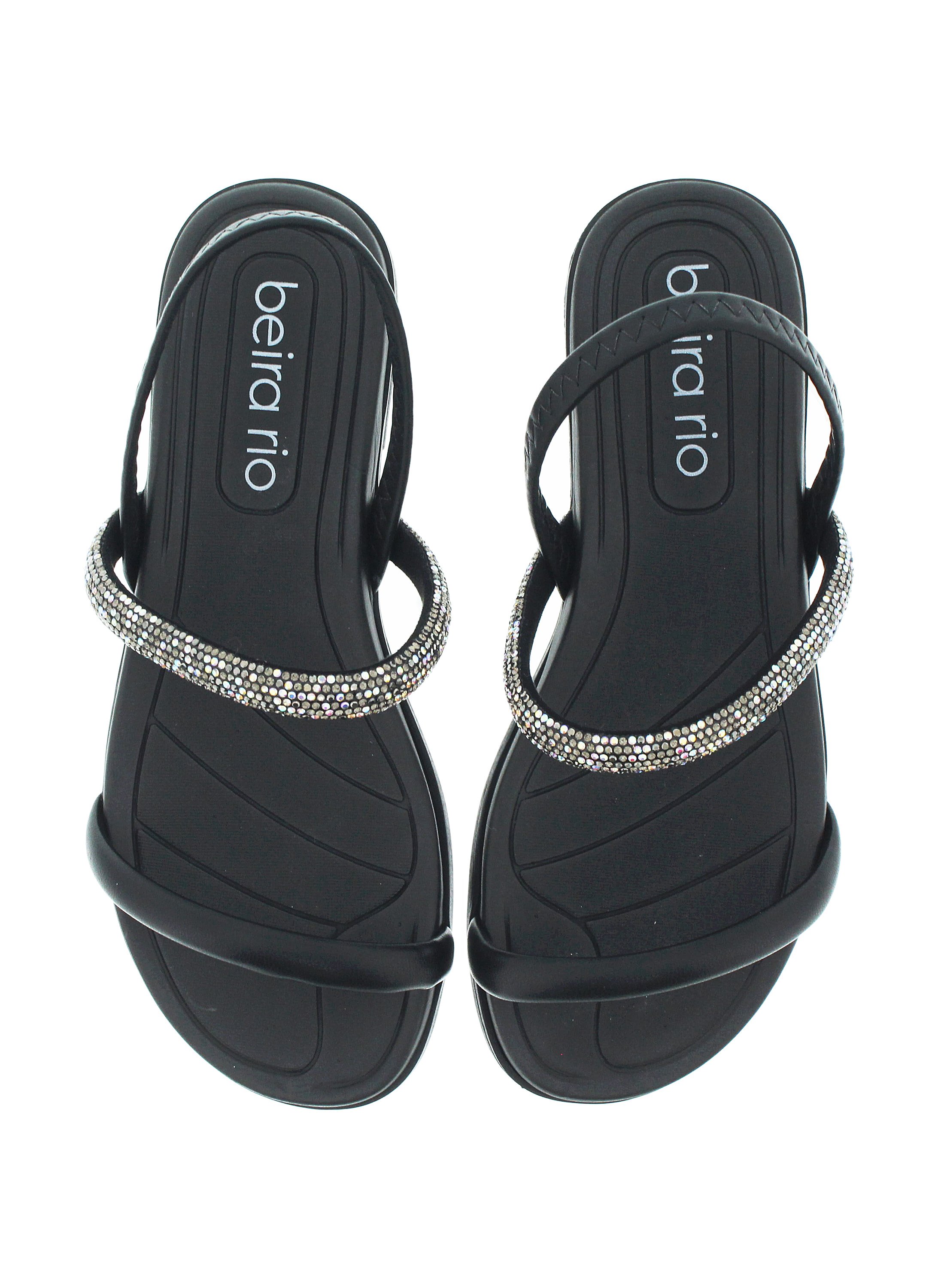 Black Crystal Embellished Flat Sandals