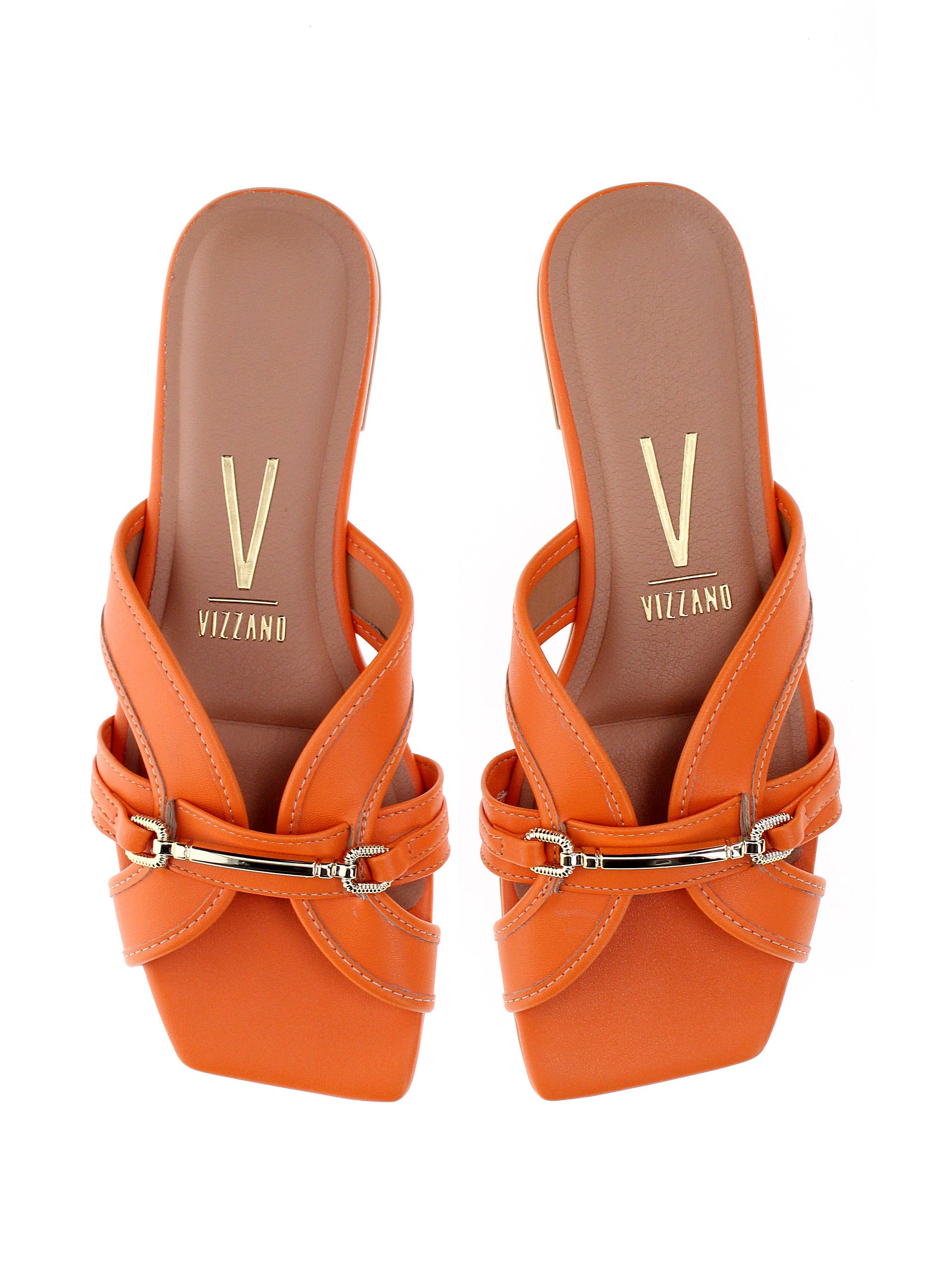 Orange Slip-On Flat Sandals