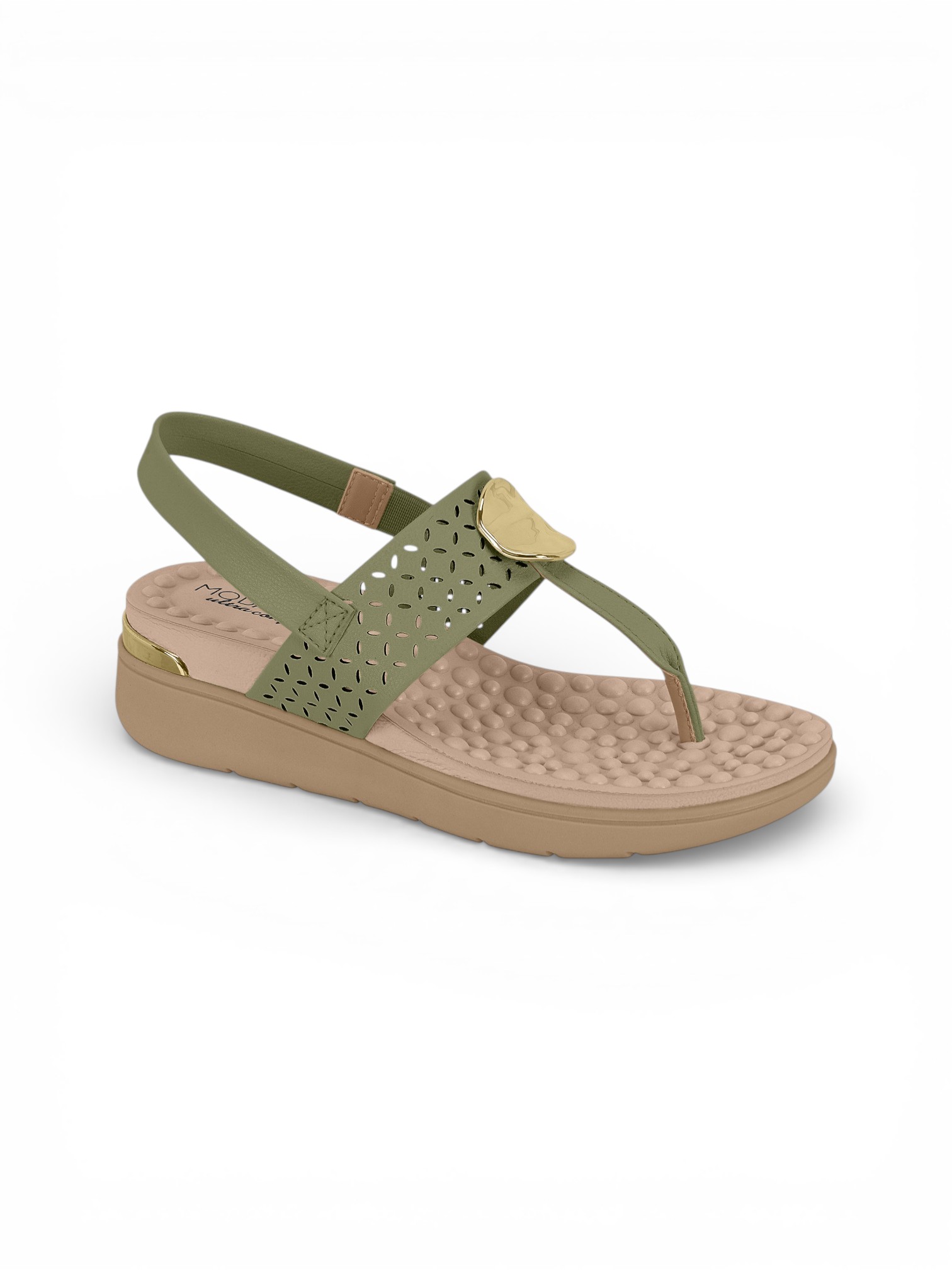 Green Slip-On Flat Sandals with Back Strap