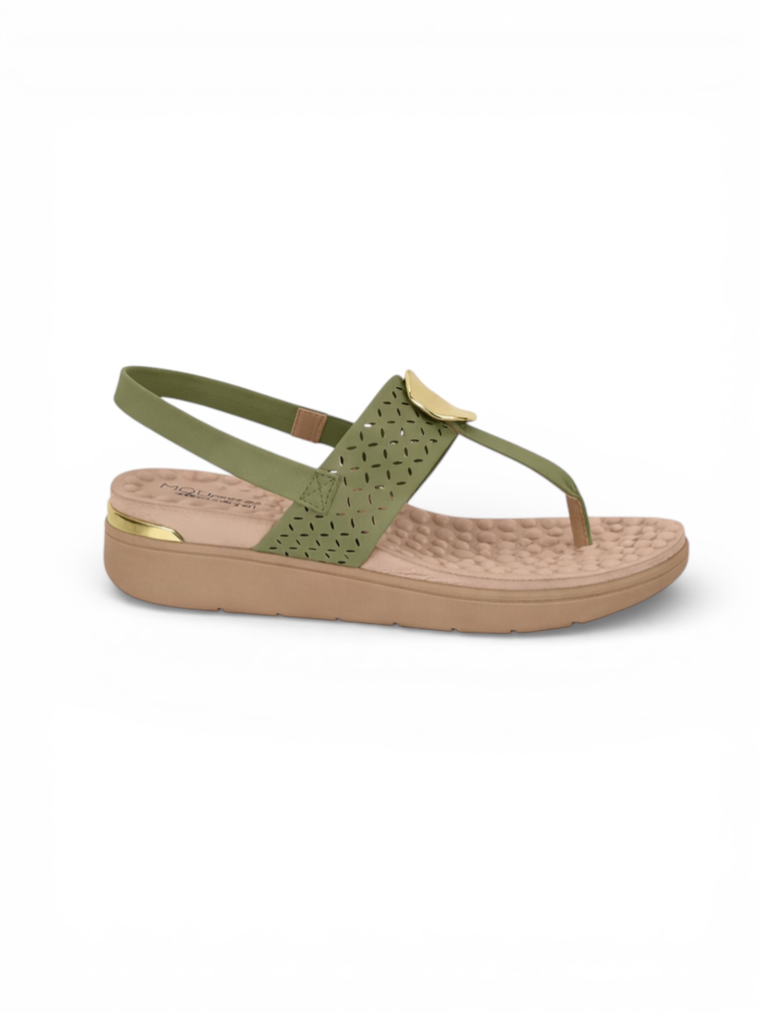 Green Slip-On Flat Sandals with Back Strap