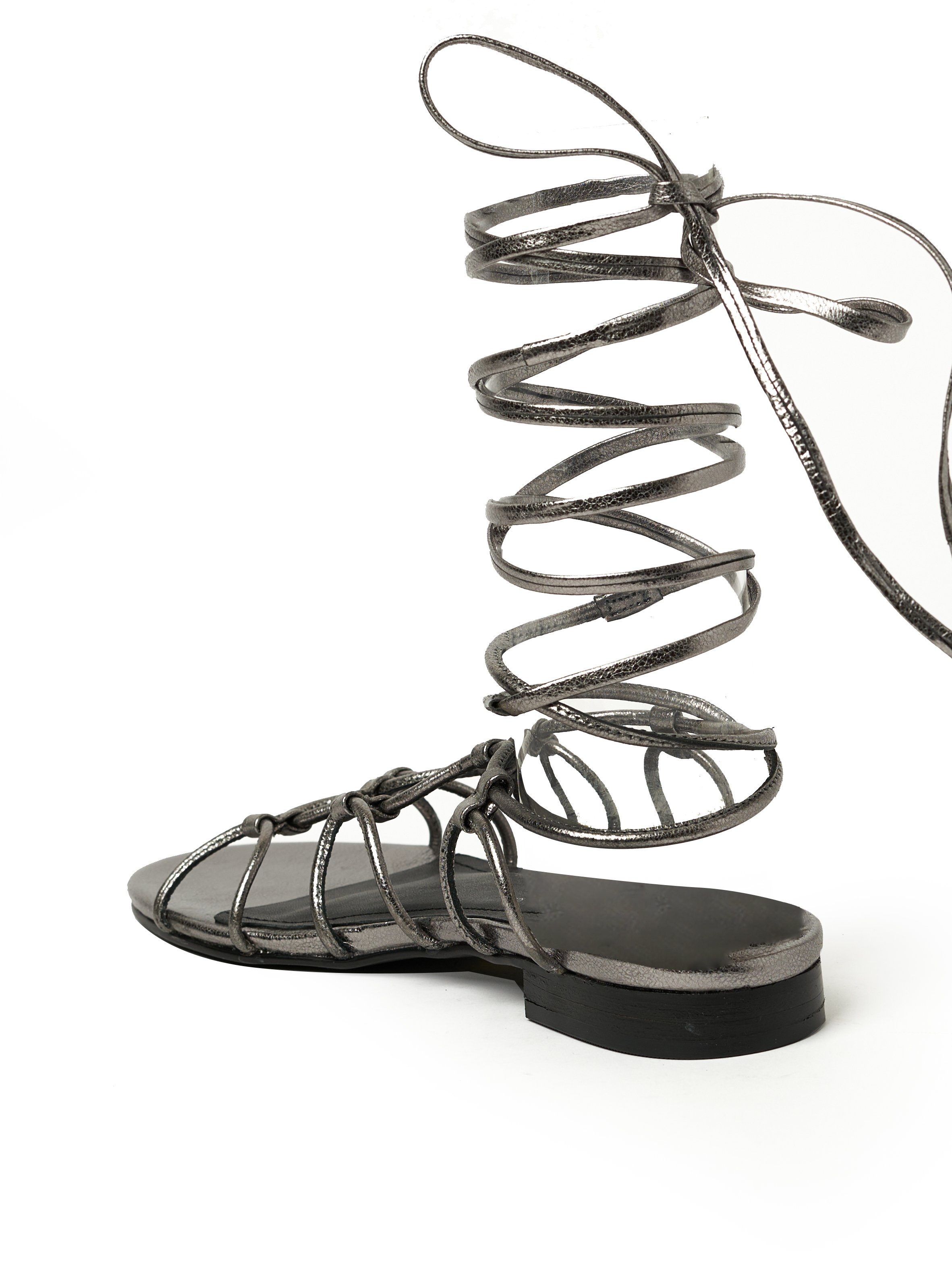 Grey Gladiator Flat Sandals