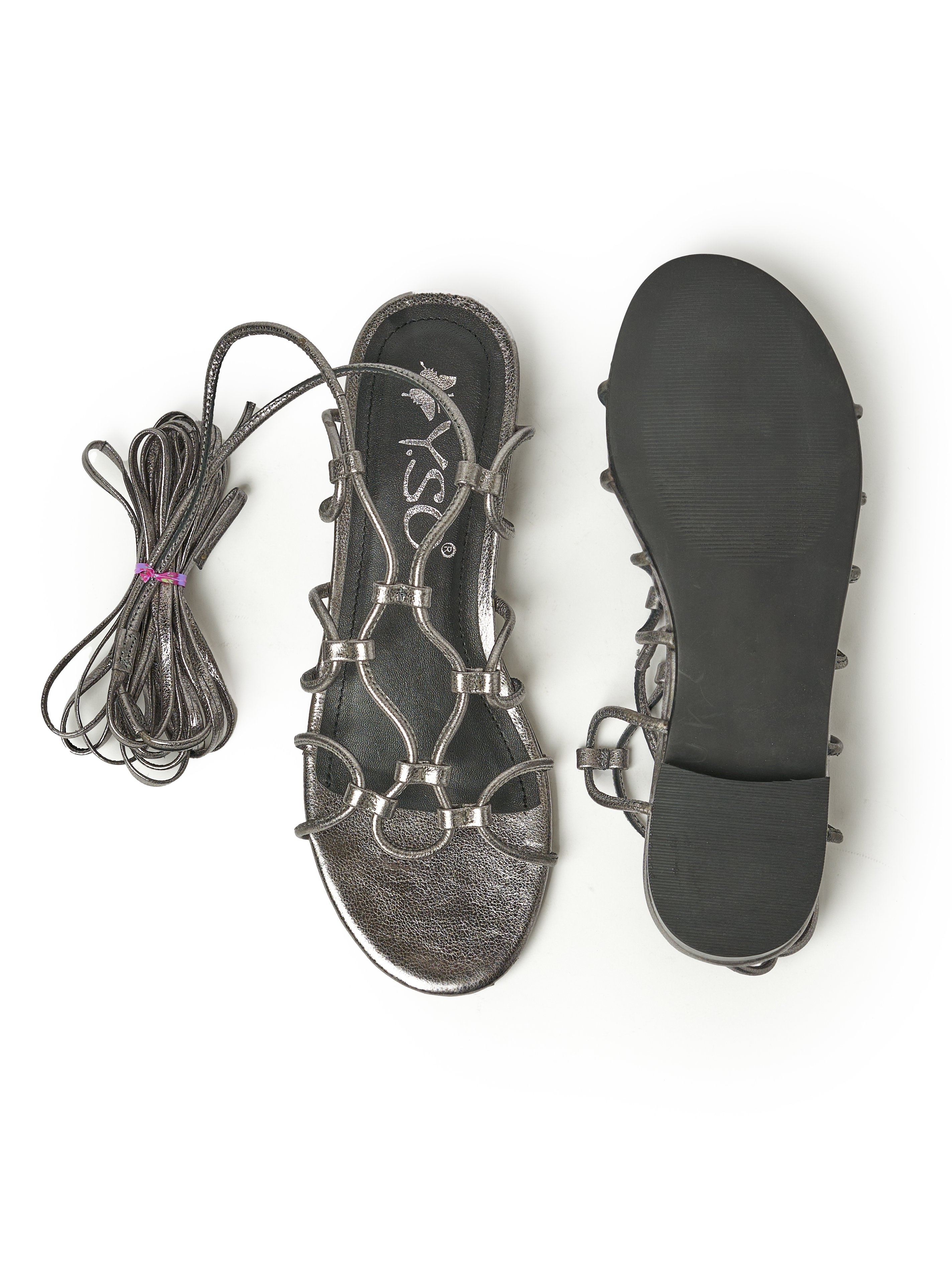 Grey Gladiator Flat Sandals