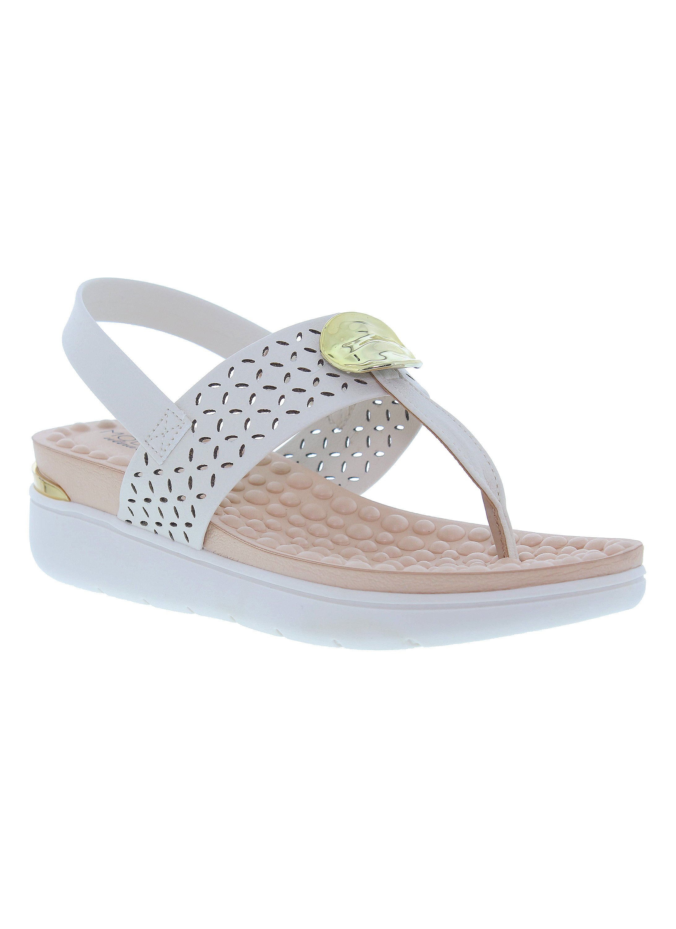 Off-White Slip-On Flat Sandals with Back Strap
