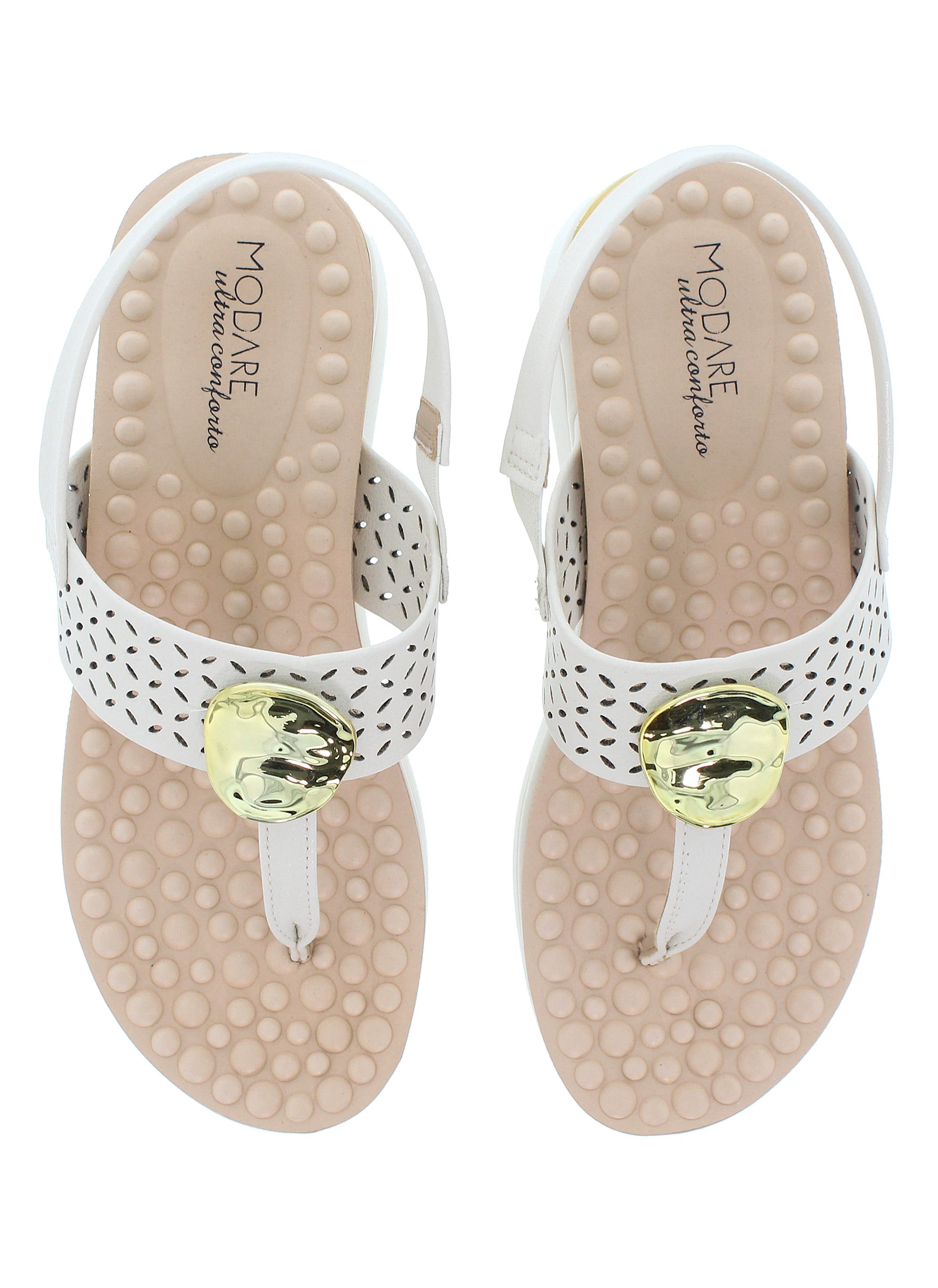 Off-White Slip-On Flat Sandals with Back Strap