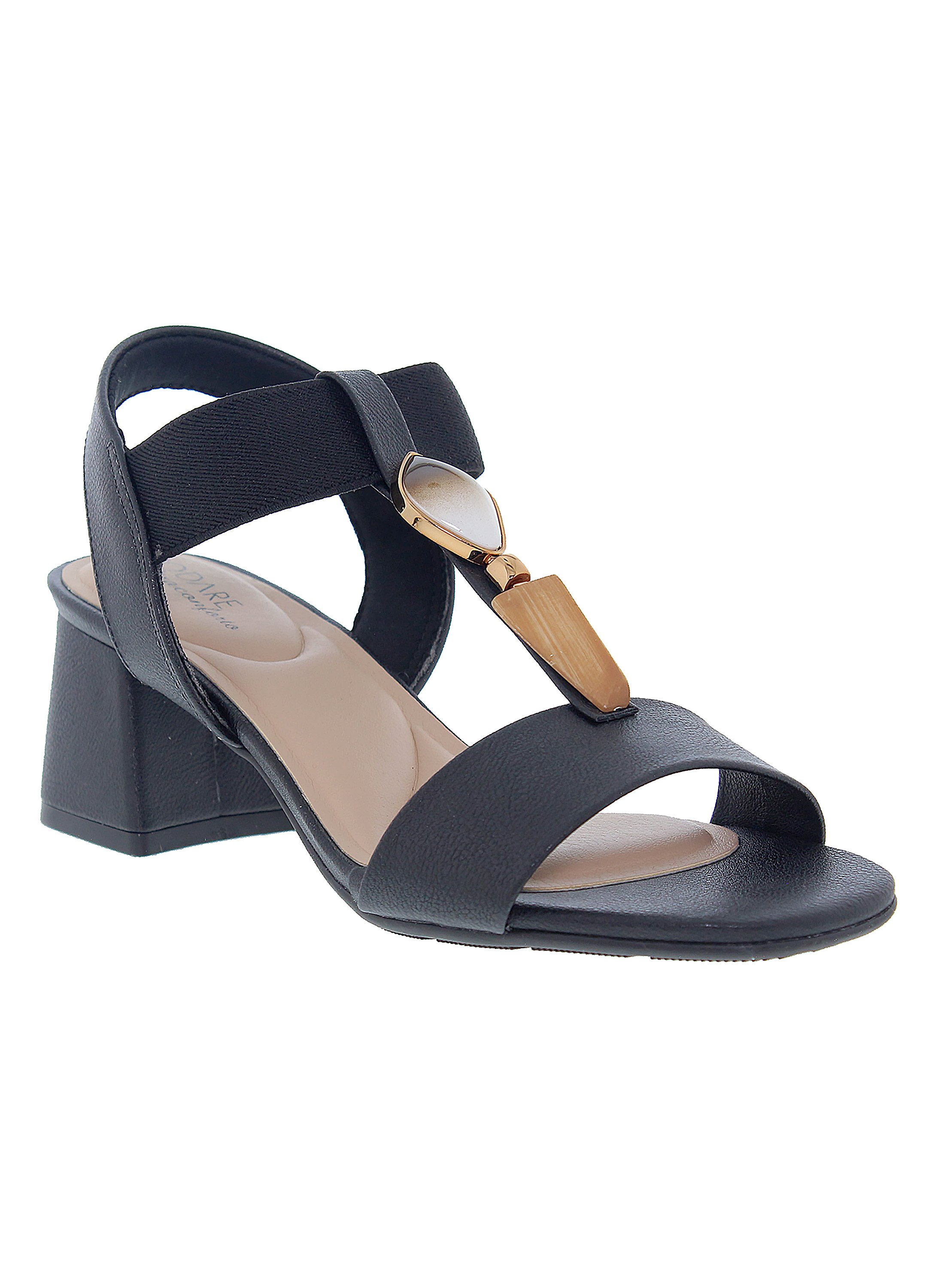 Black Slip-On Flat Sandals with Back Strap