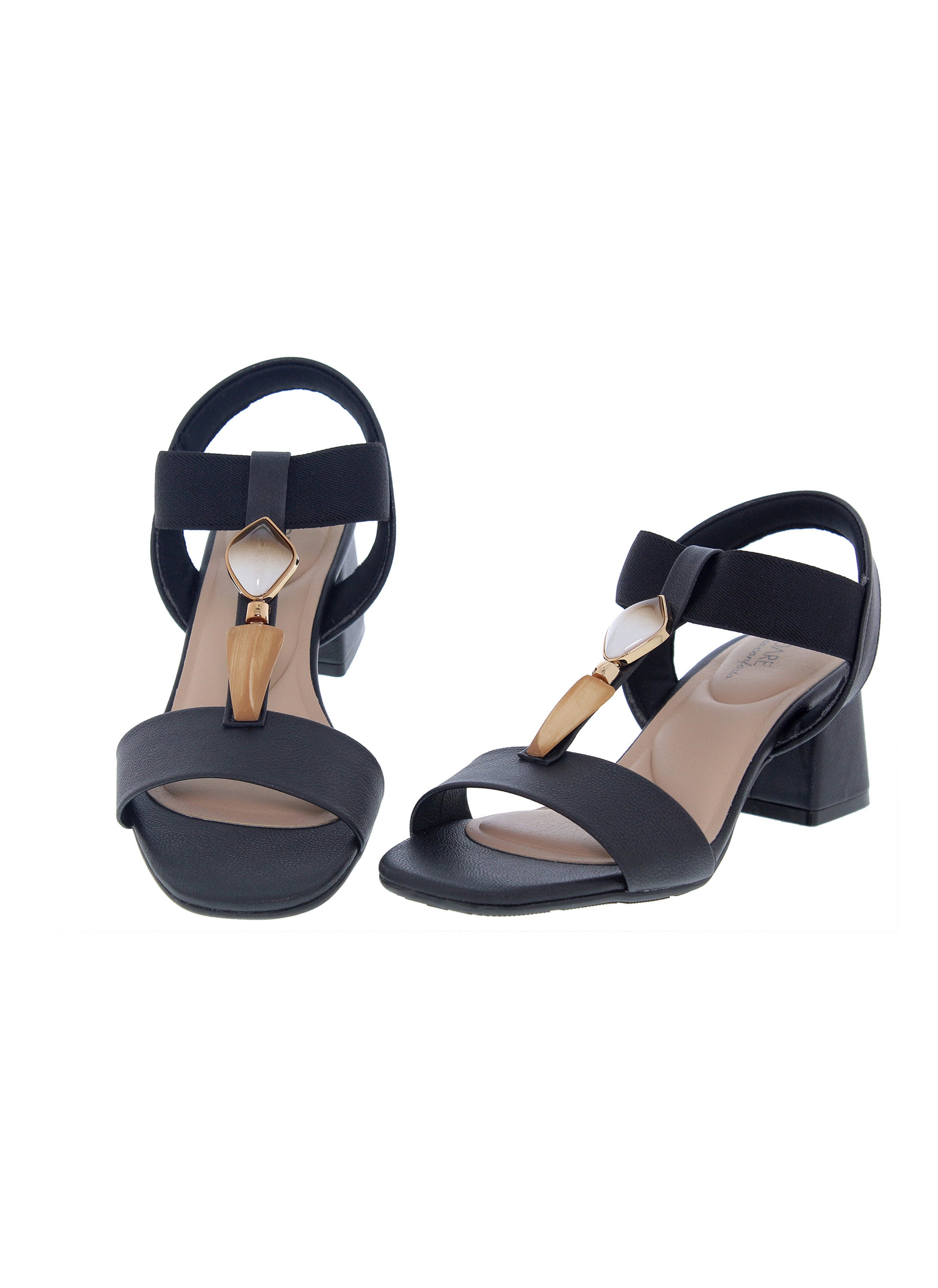 Black Slip-On Flat Sandals with Back Strap