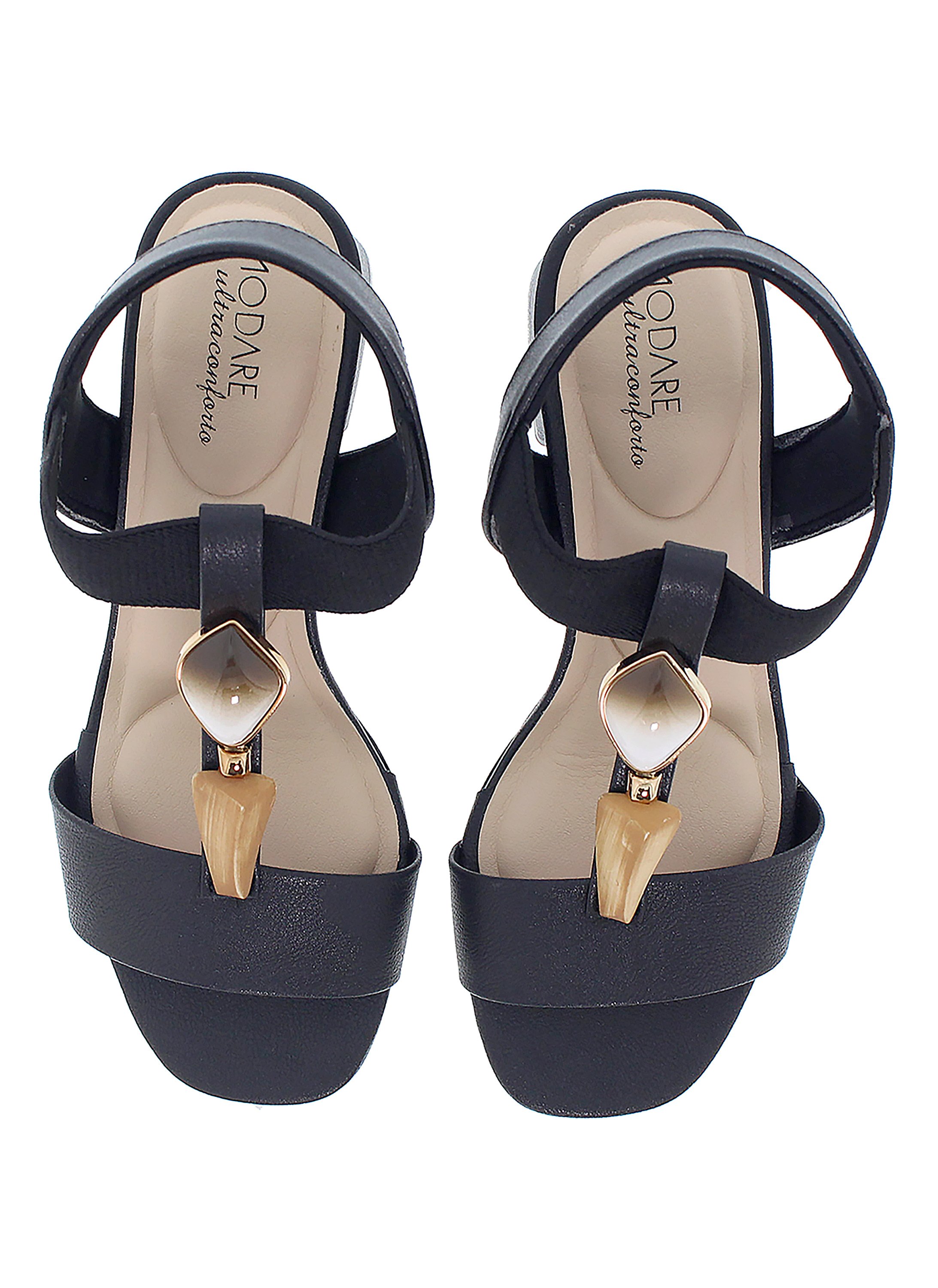 Black Slip-On Flat Sandals with Back Strap
