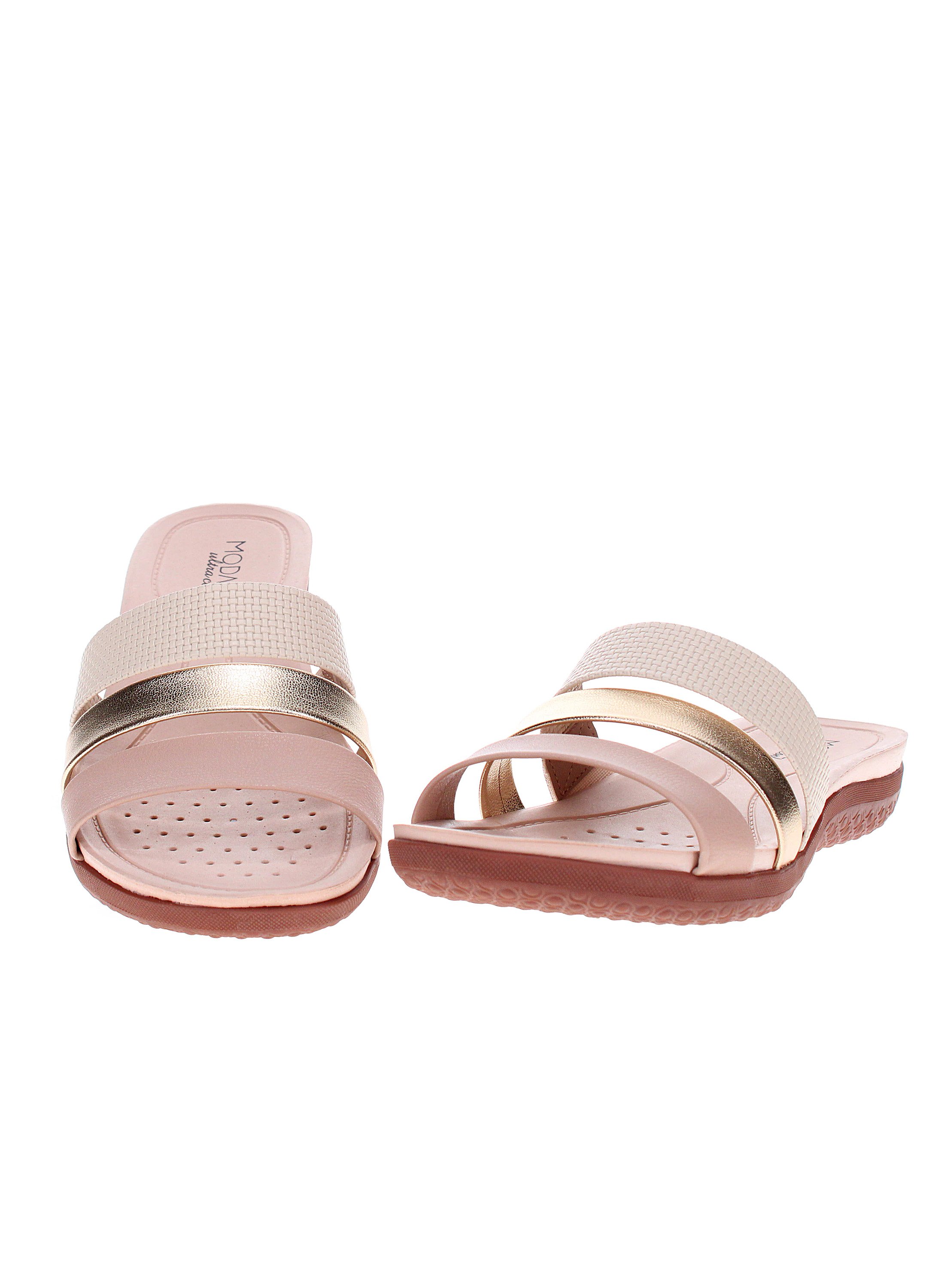 Beige Slip-On Flat Sandals