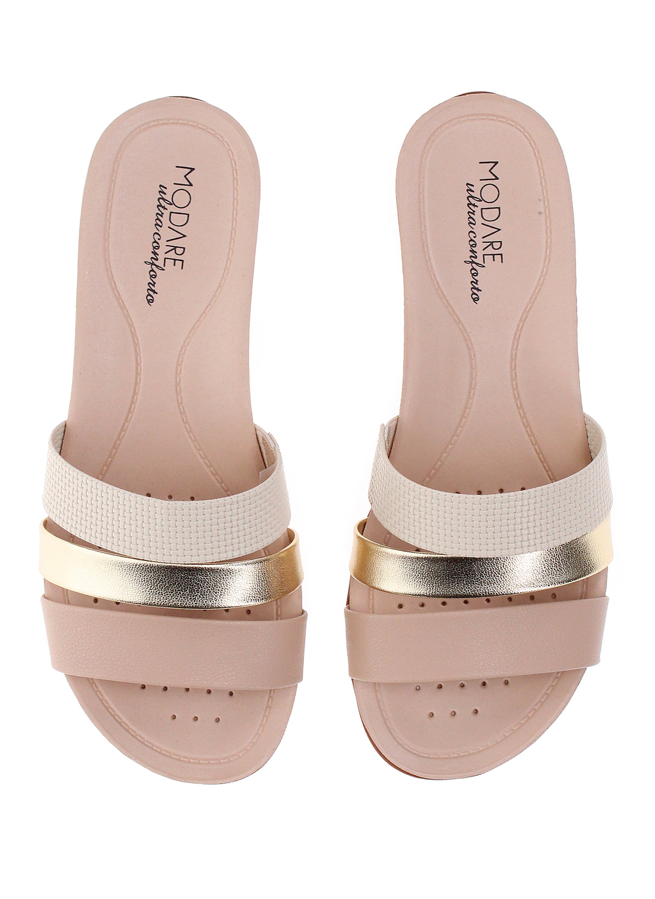 Beige Slip-On Flat Sandals