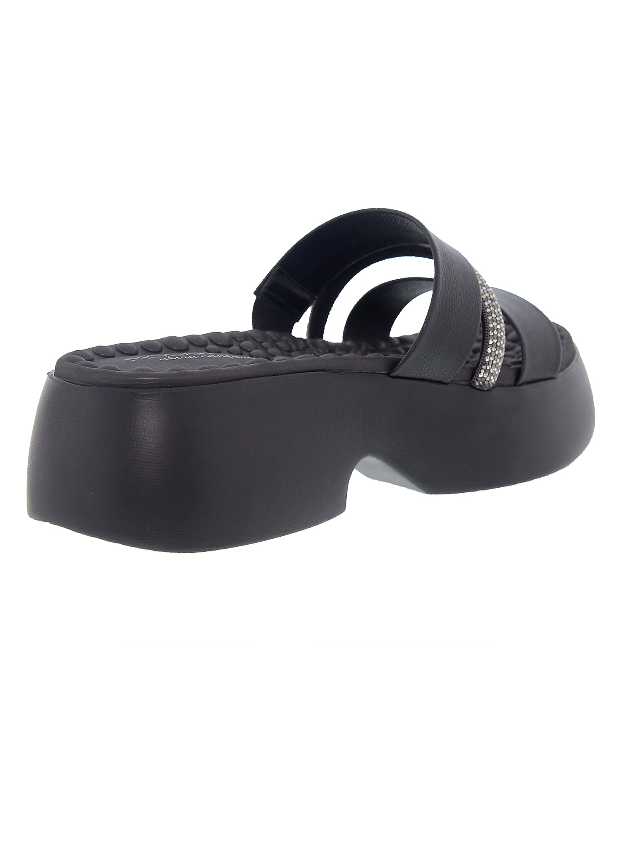 Black Embellished Slip-On Flat Sandals