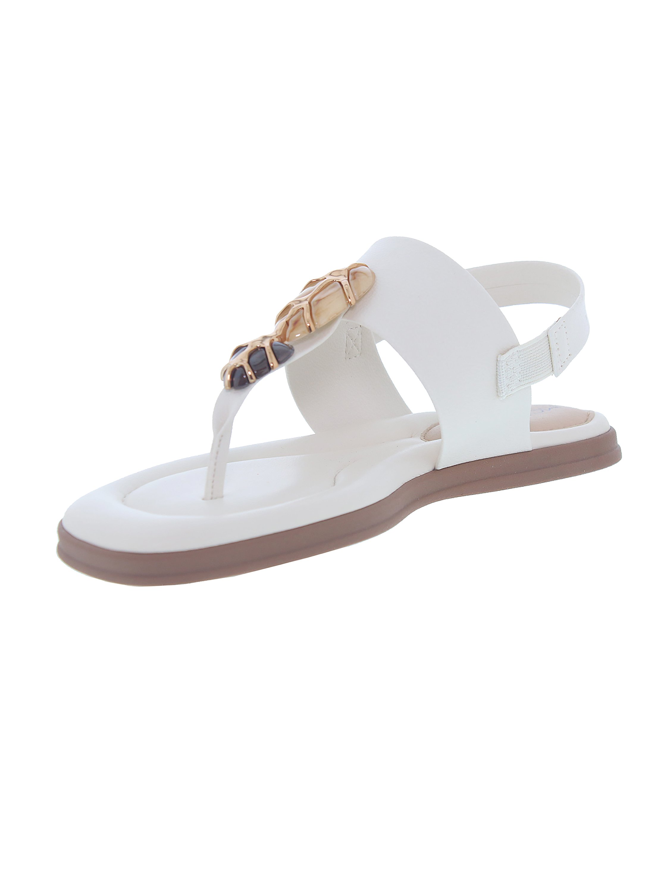 Off-White Flat Slip-On Sandals with Embellished Toe Strap