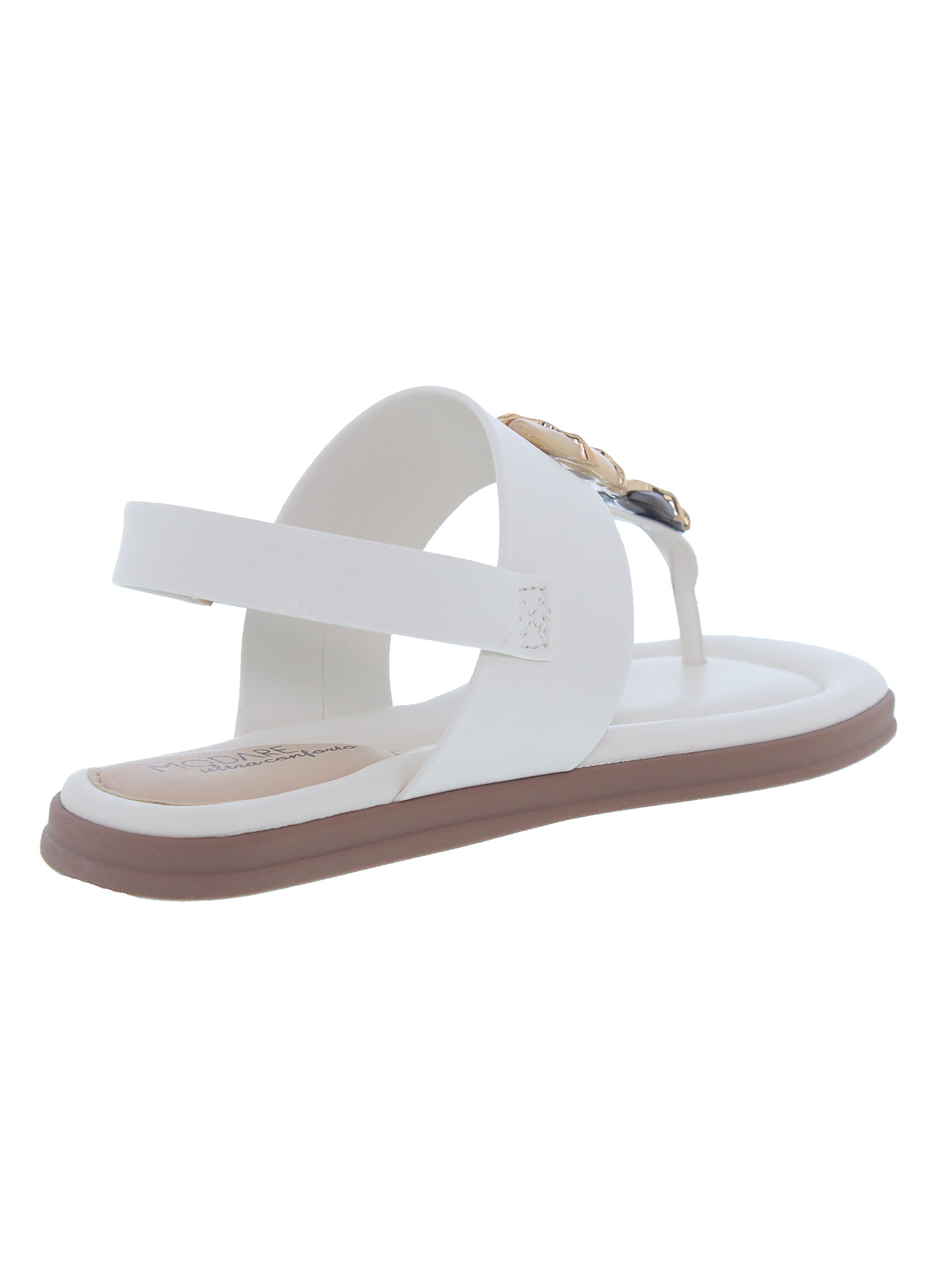Off-White Flat Slip-On Sandals with Embellished Toe Strap