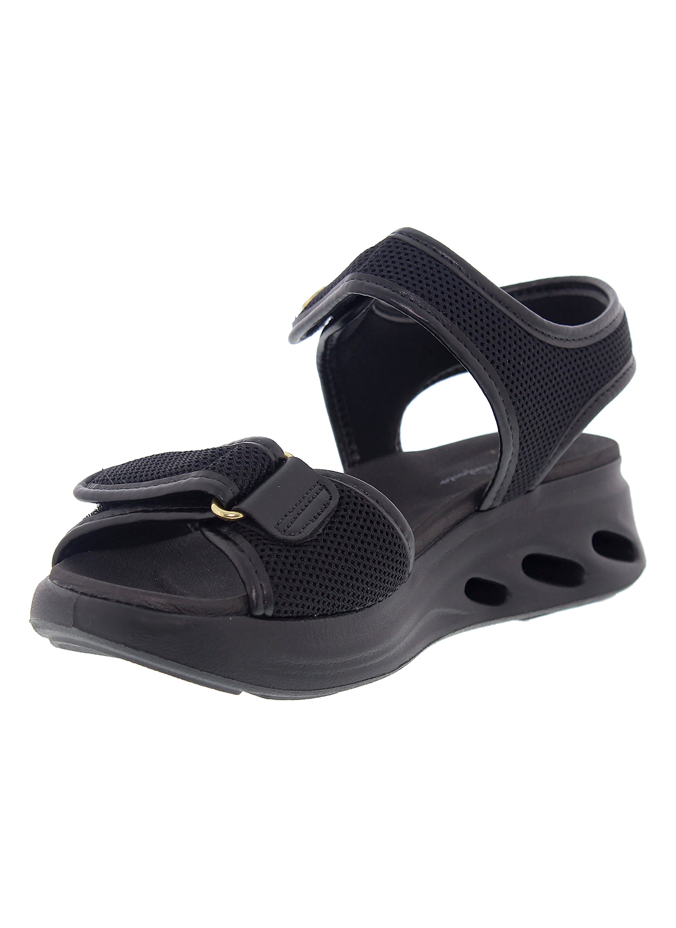 Black Slip-On Flat Sandals and Secure Fit