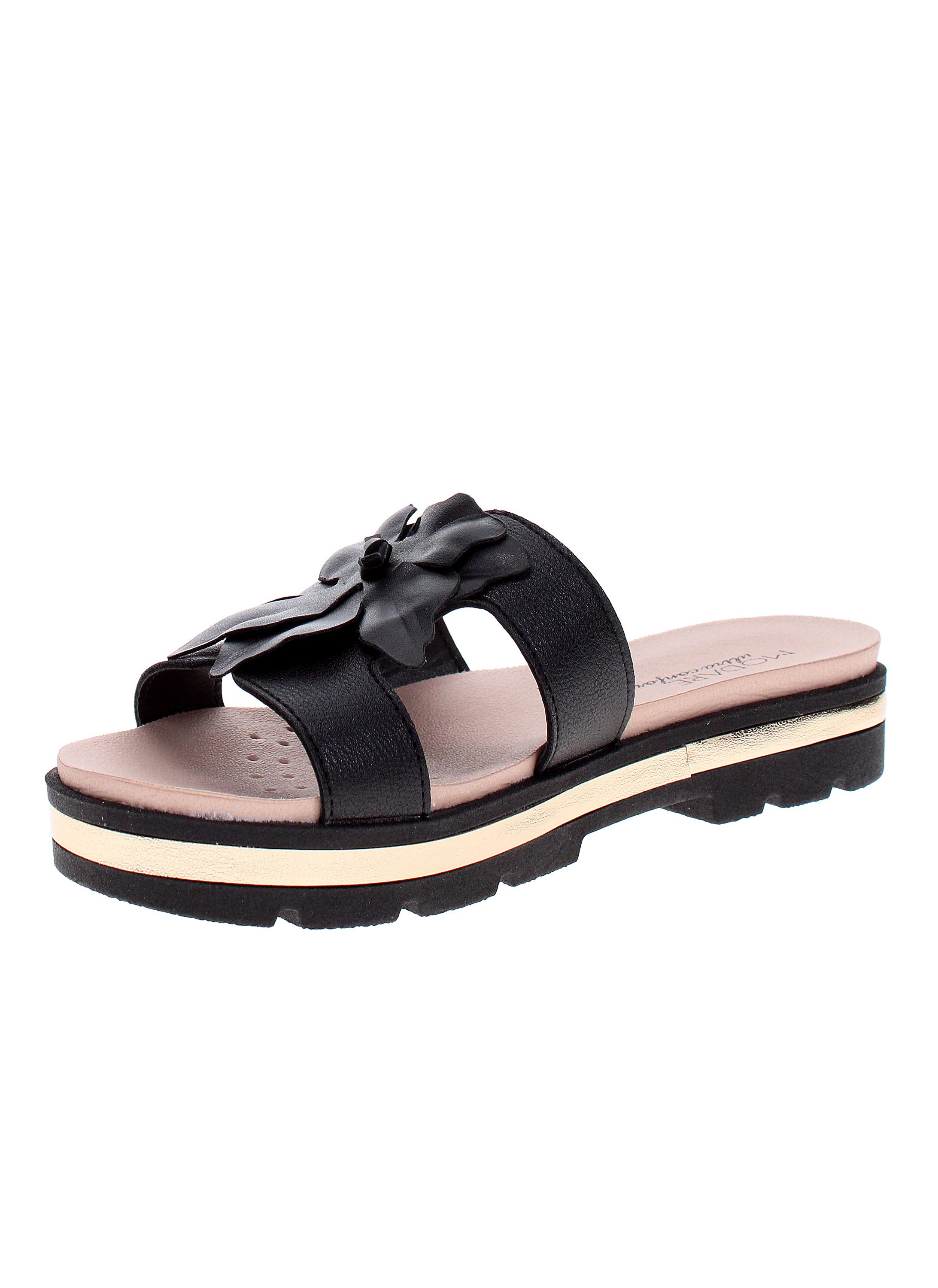 Stylish Black Slip-On Flat Sandals