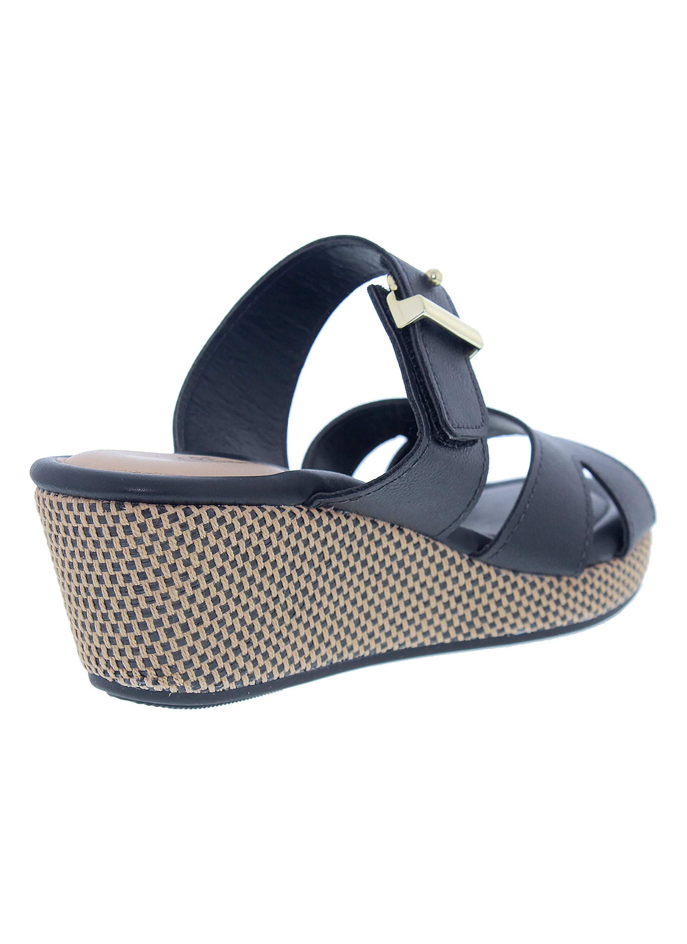 Black Wedge Slip-On Sandals
