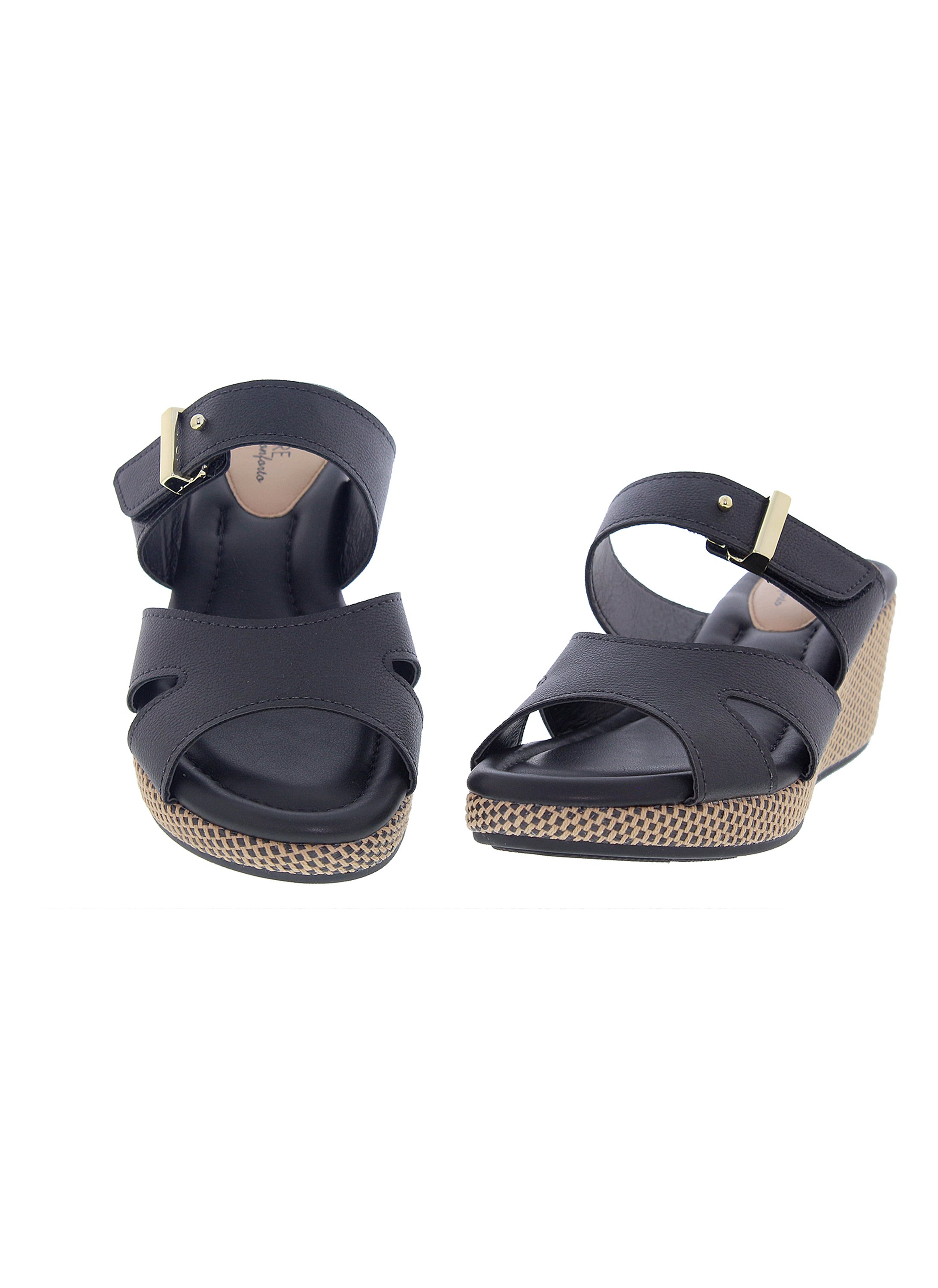 Black Wedge Slip-On Sandals