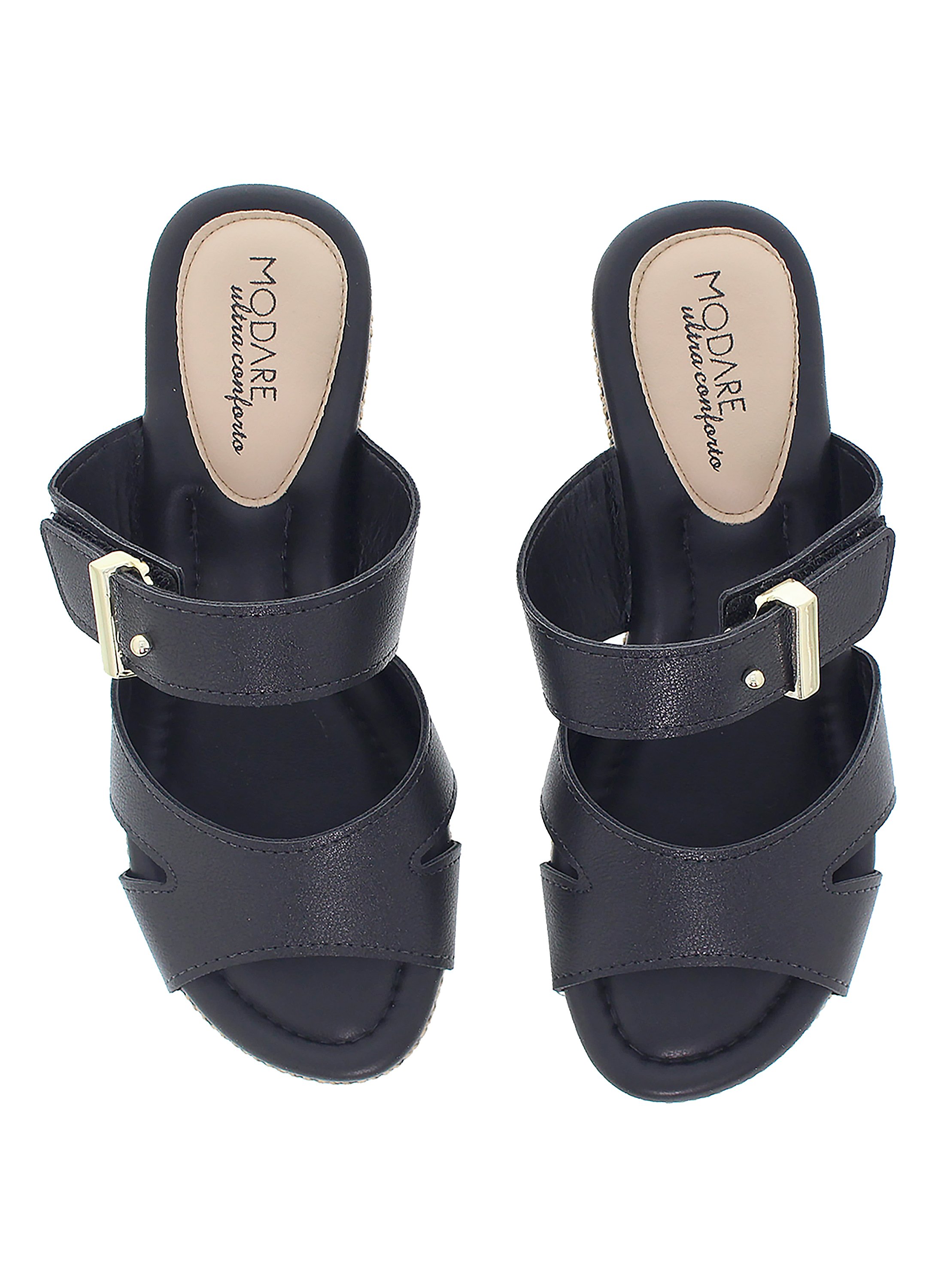 Black Wedge Slip-On Sandals