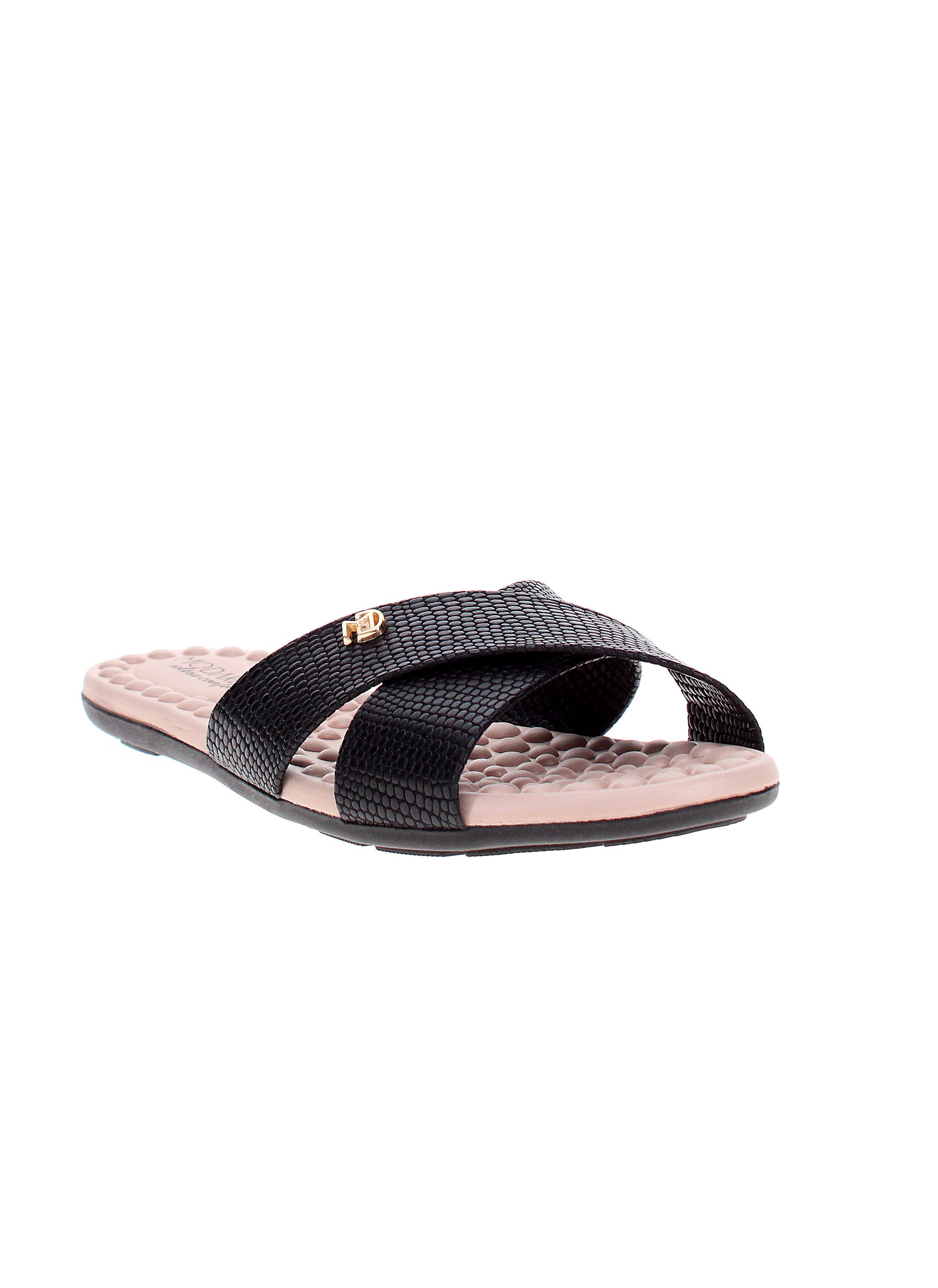 Black Slip-On Flat Sandals