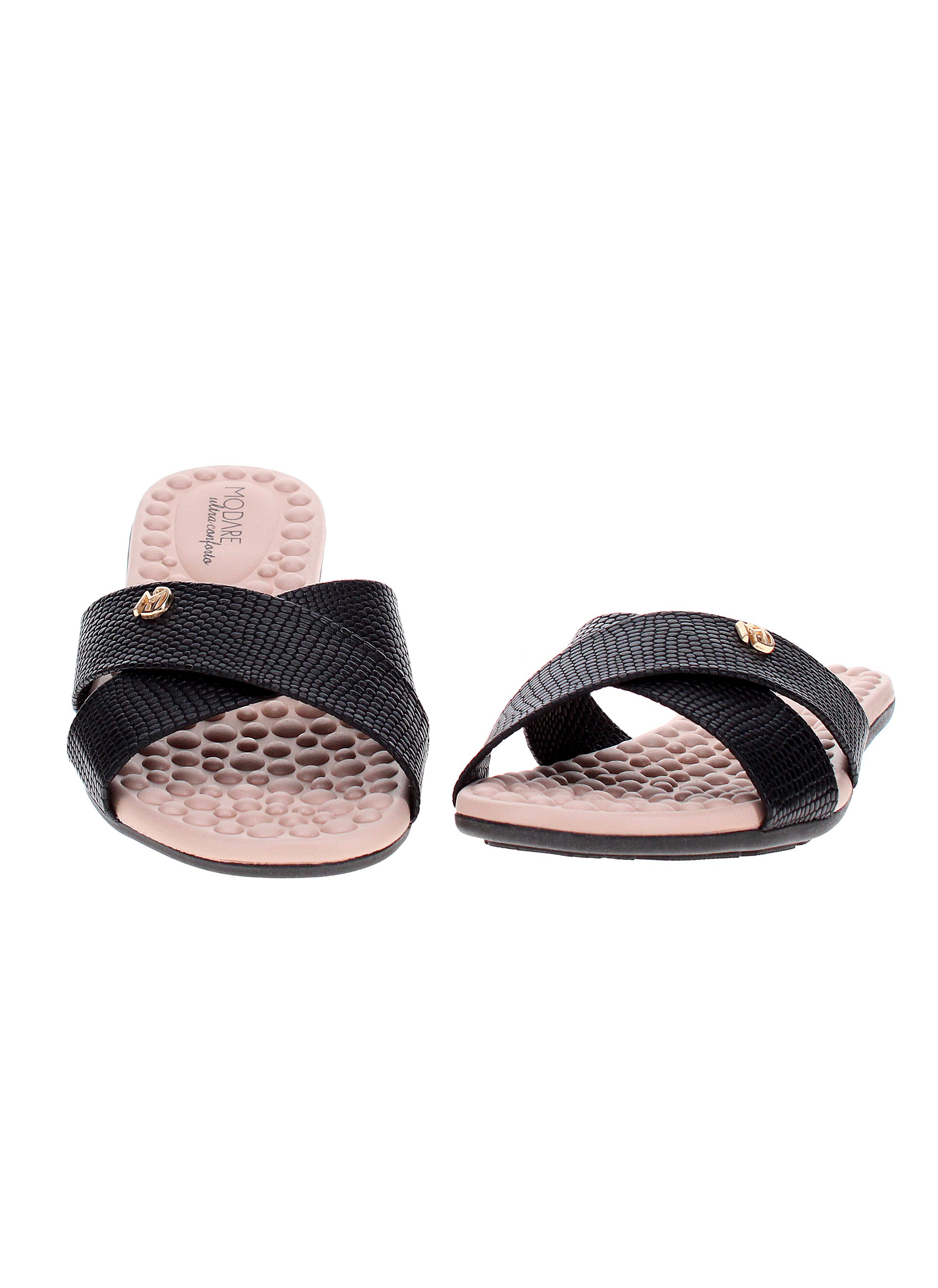 Black Slip-On Flat Sandals