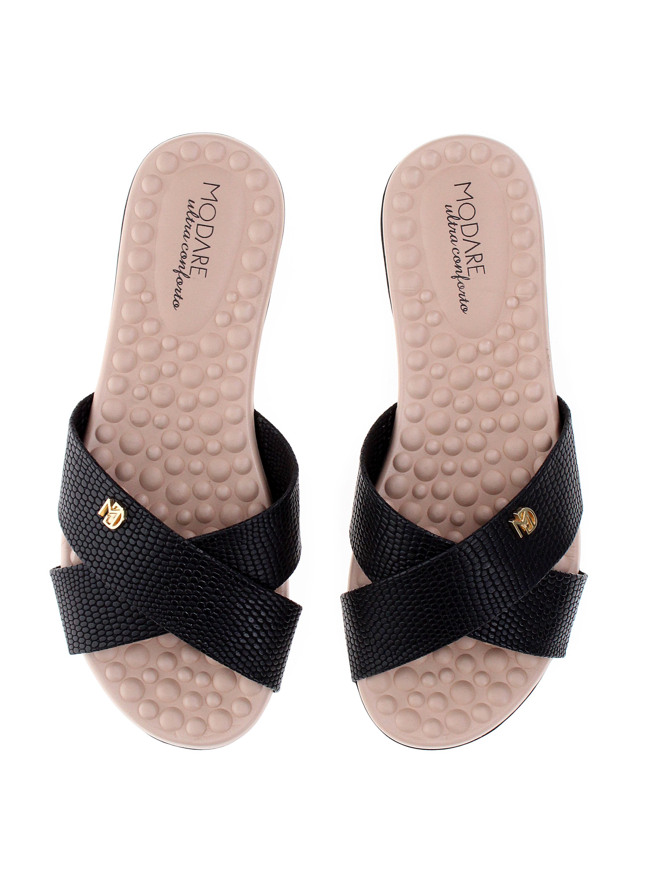 Black Slip-On Flat Sandals