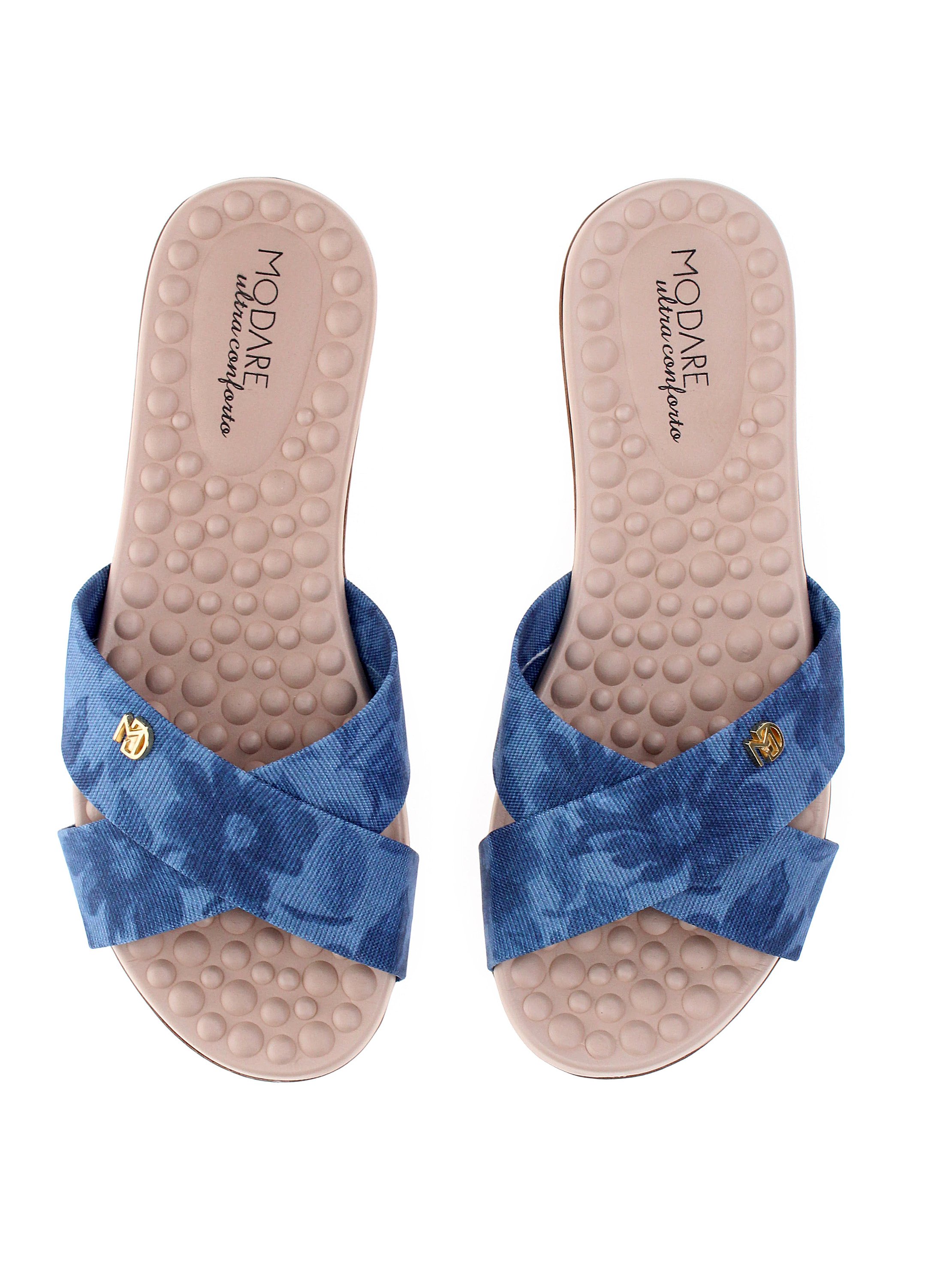 Navy Blue Slip-On Flat Sandals
