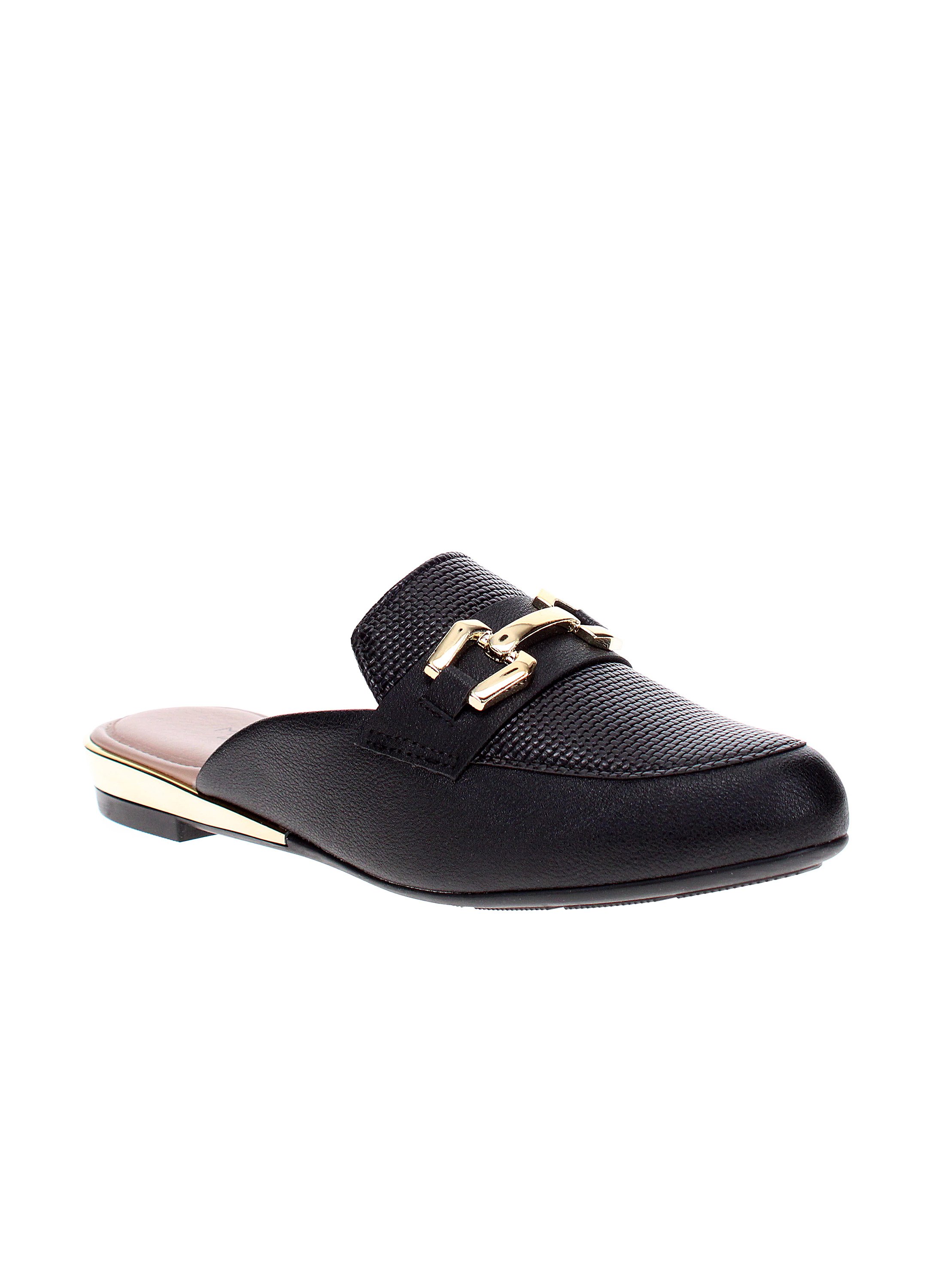 Black Flat Slip-On Mules