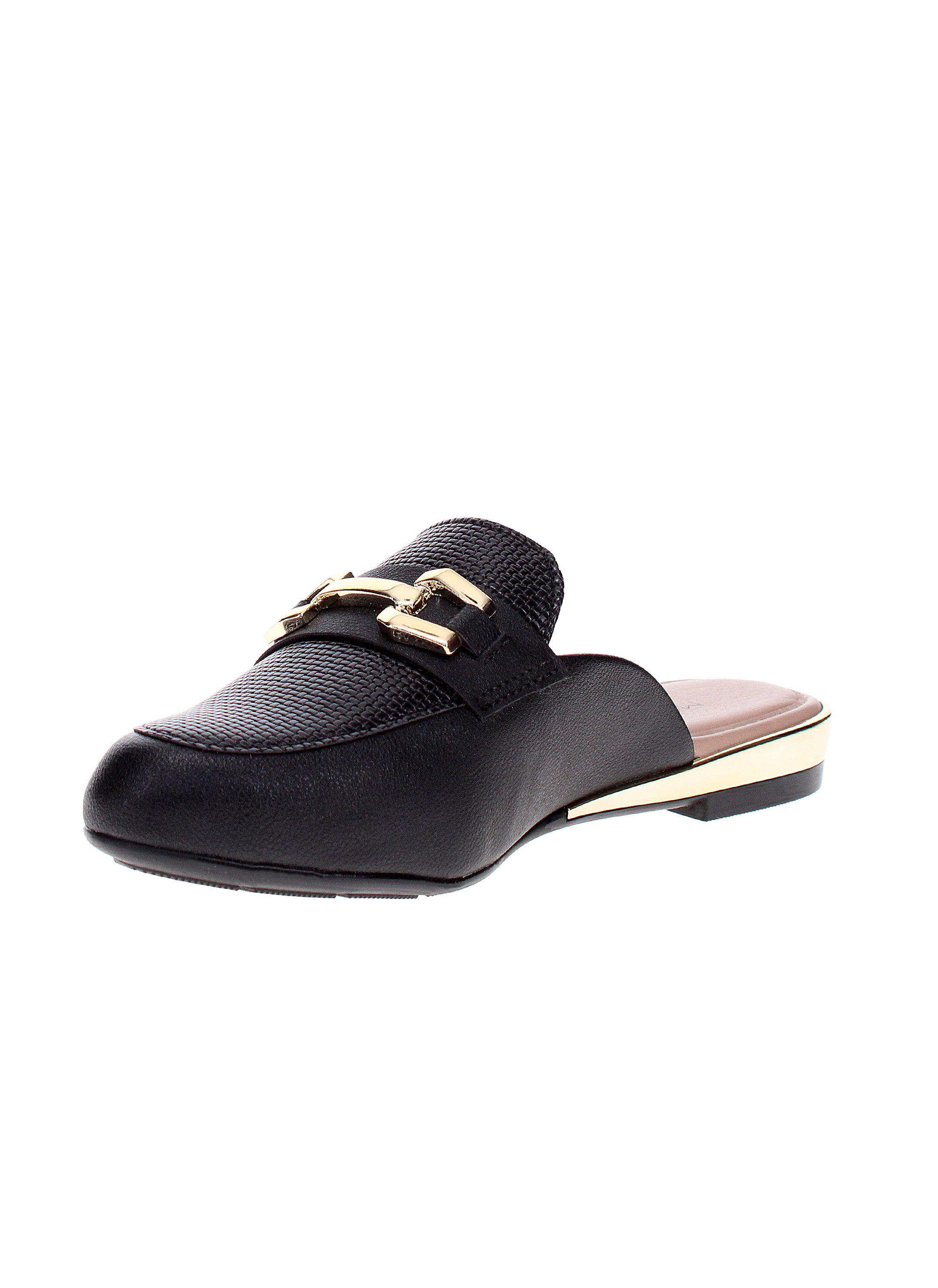 Black Flat Slip-On Mules