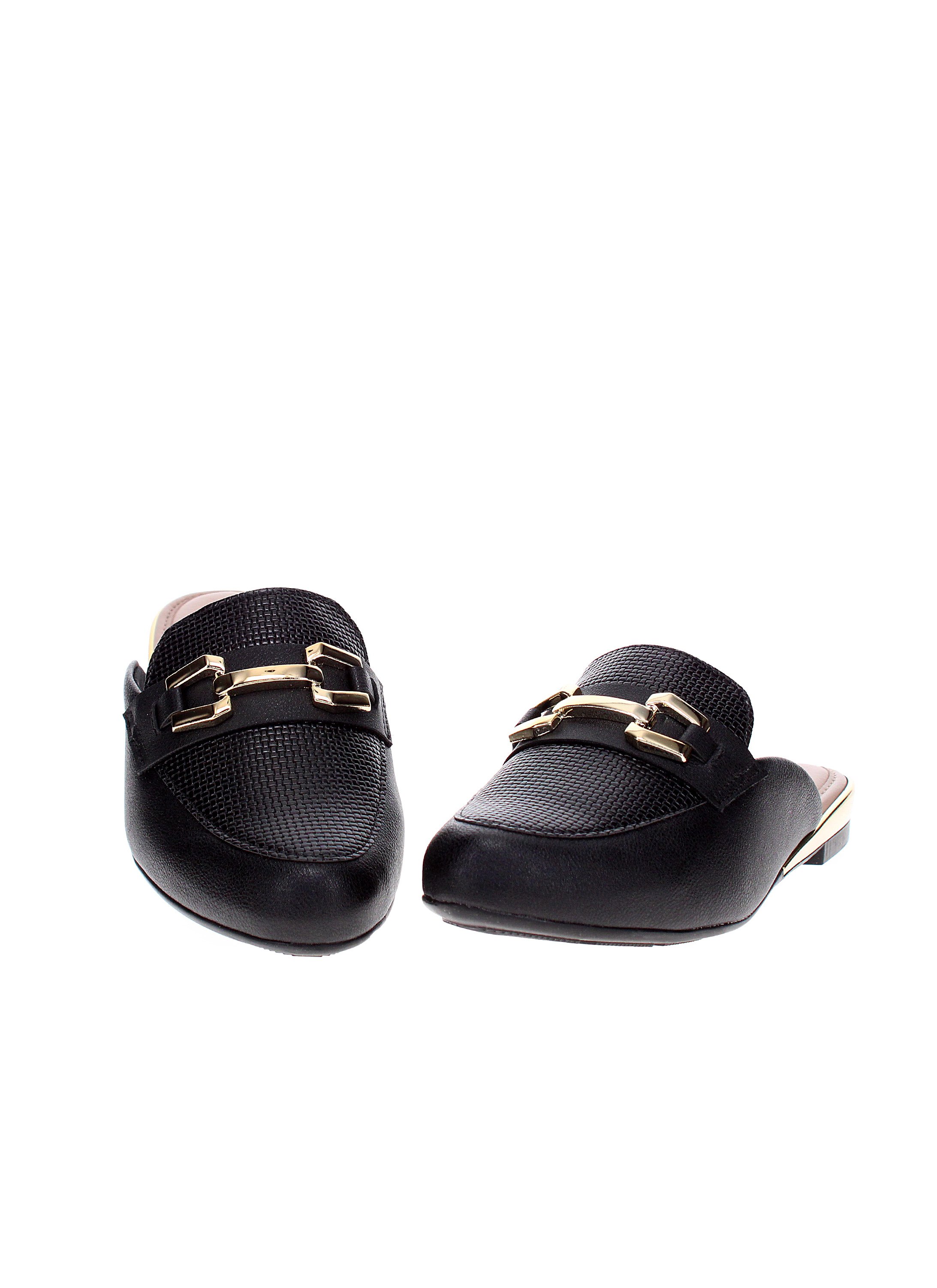 Black Flat Slip-On Mules