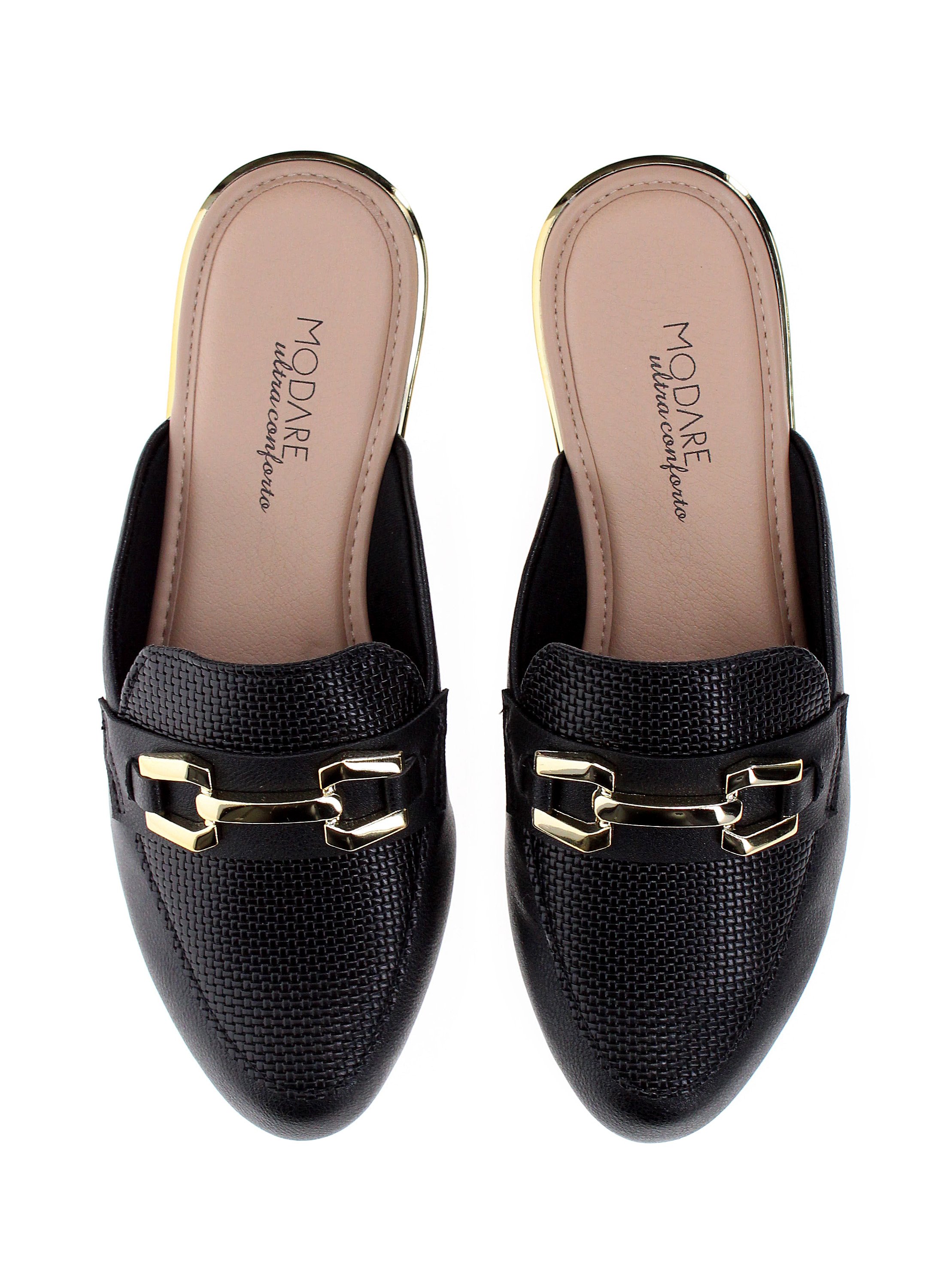Black Flat Slip-On Mules