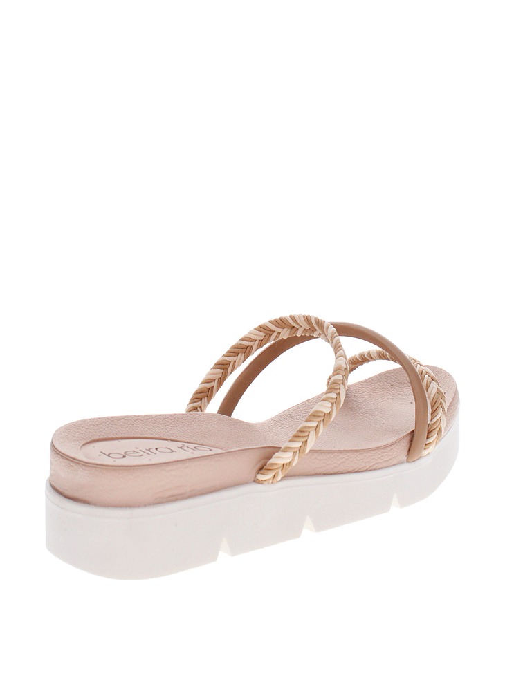 Tan Braided Strap Flat Slip-On Sandals