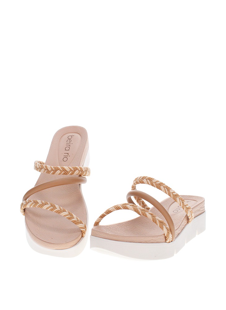 Tan Braided Strap Flat Slip-On Sandals