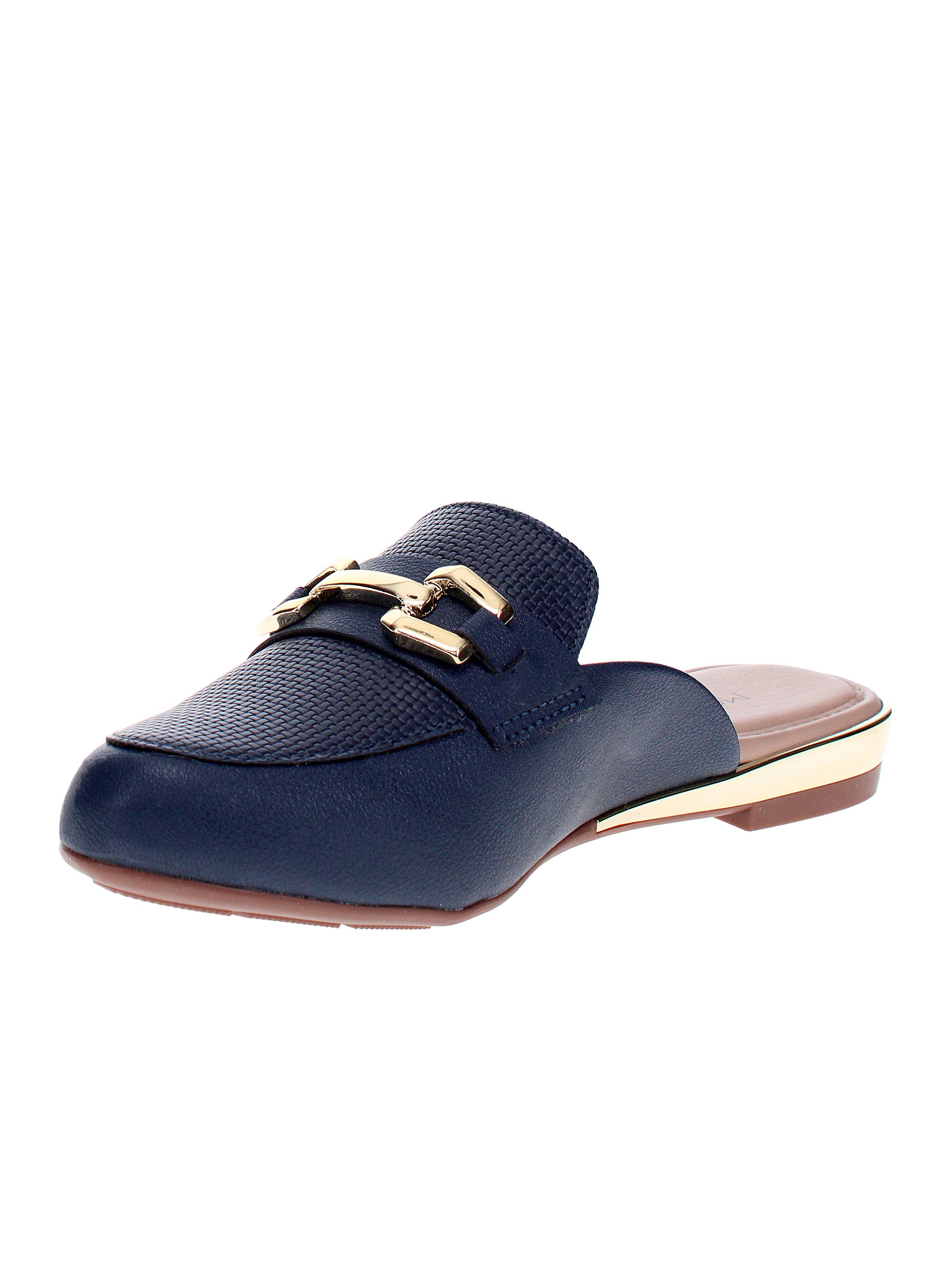 Navy Blue Flat Slip-On Mules