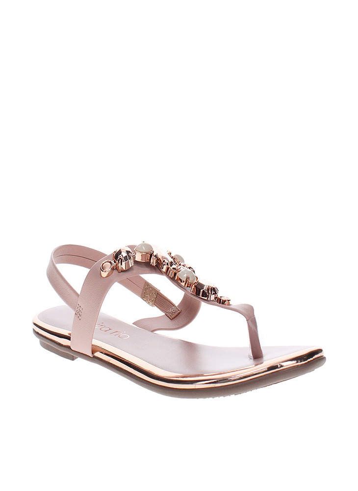 Pink Embellished Flat Sandals